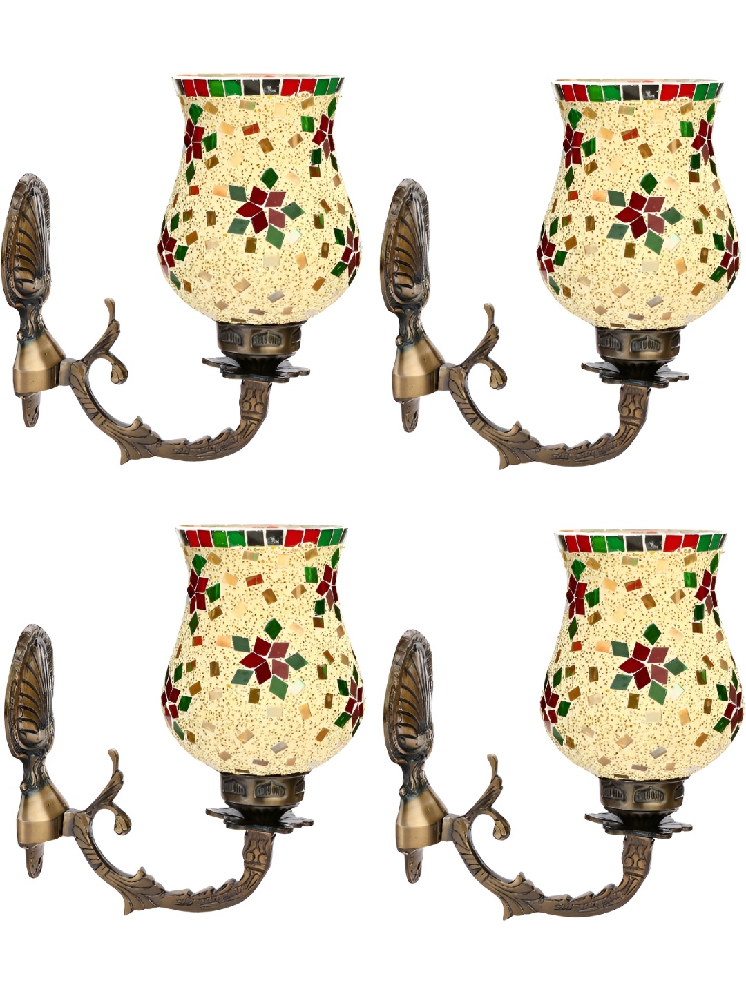 

Afast Cream & Red 4 Pieces Bell Shaped Glass Wall Lamps