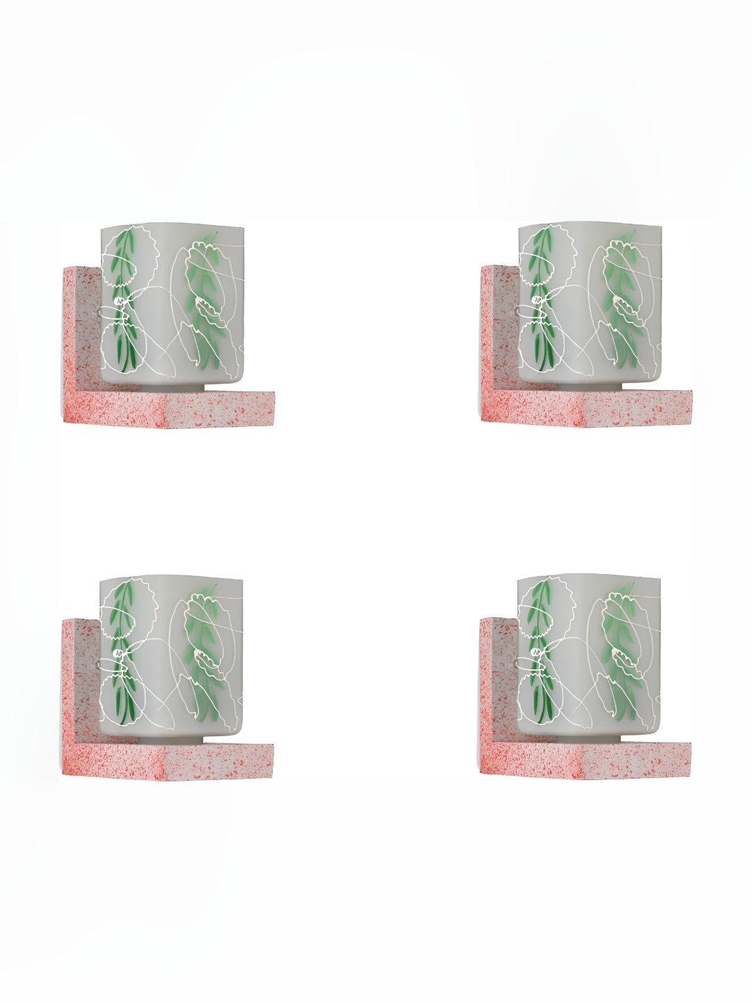 

Afast White & Green 4 Pieces Rectangular Shaped Glass Wall Lamps