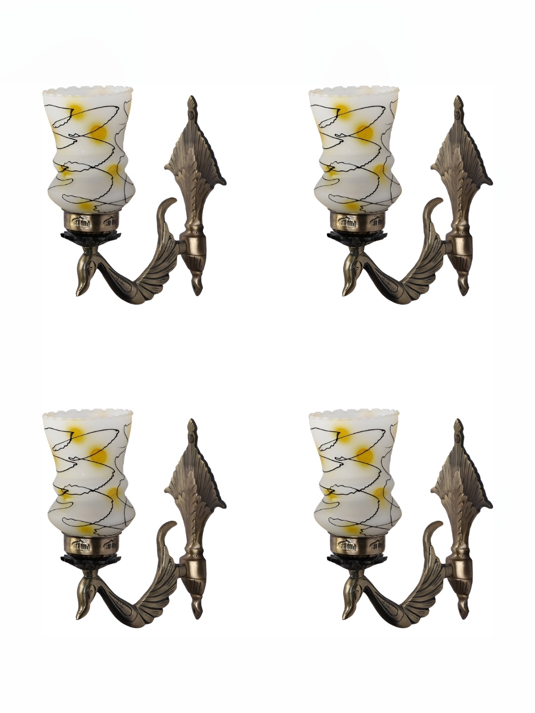 

Afast White & Yellow 4 Pieces Bell Shaped Glass Wall Lamps