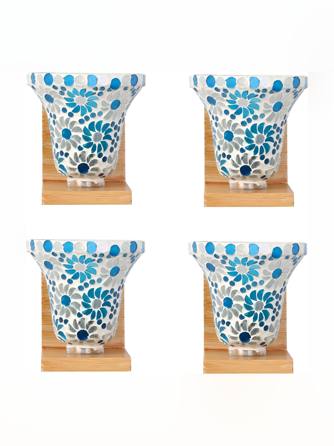 

Afast White & Blue 4 Pieces Bell Shaped Glass Wall Lamps