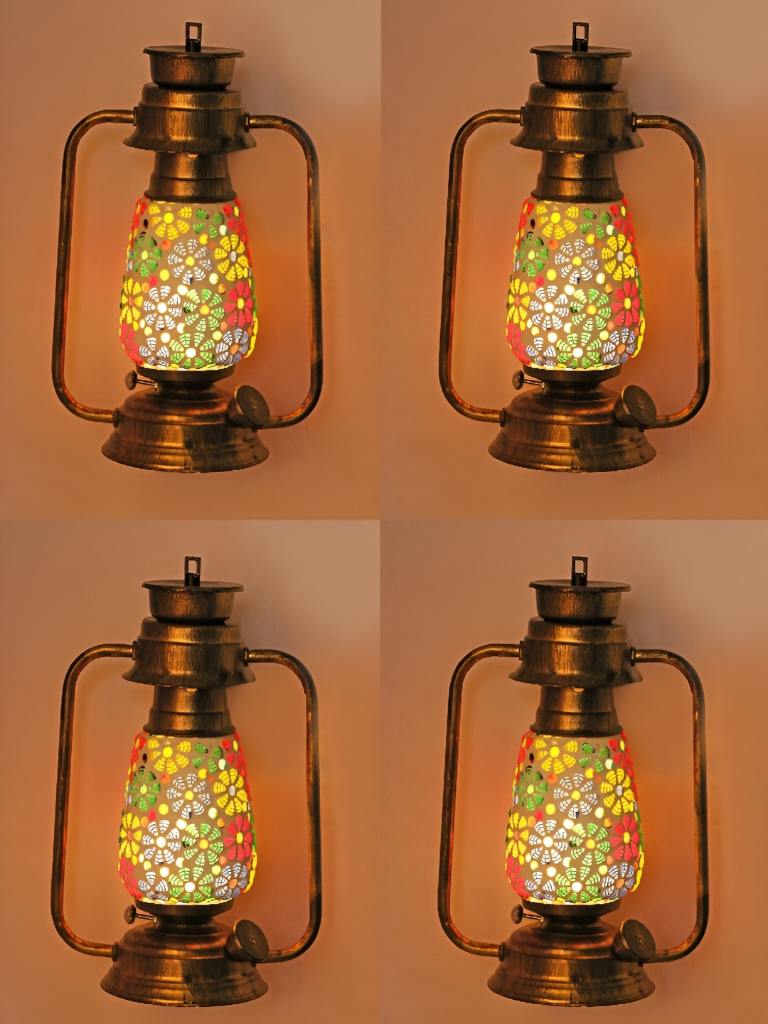 

Afast White & Green 4 Pieces Textured Contemporary Glass Wall Lamps