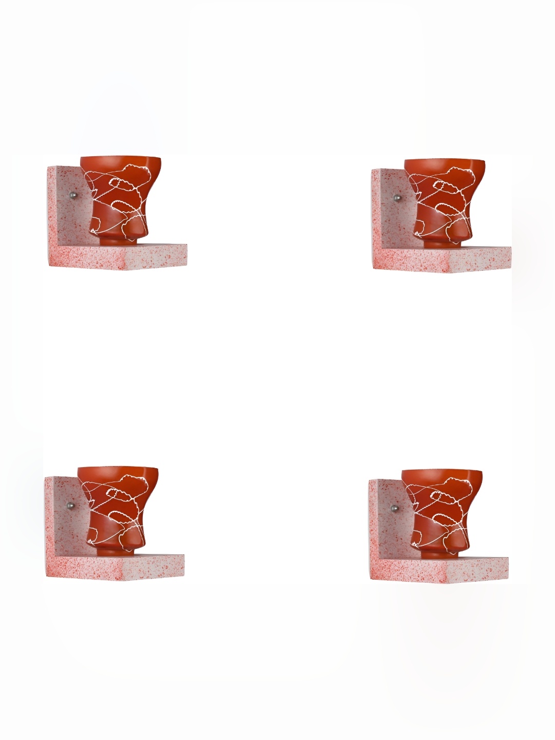 

Afast Red & White 4 Pieces Printed Contemporary Glass Wall Lamps