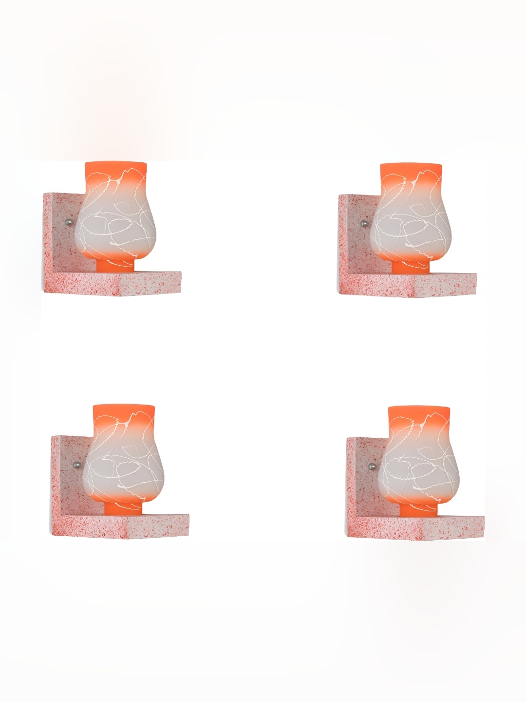 

Afast Orange & White 4 Pieces Printed Contemporary Glass Wall Lamps