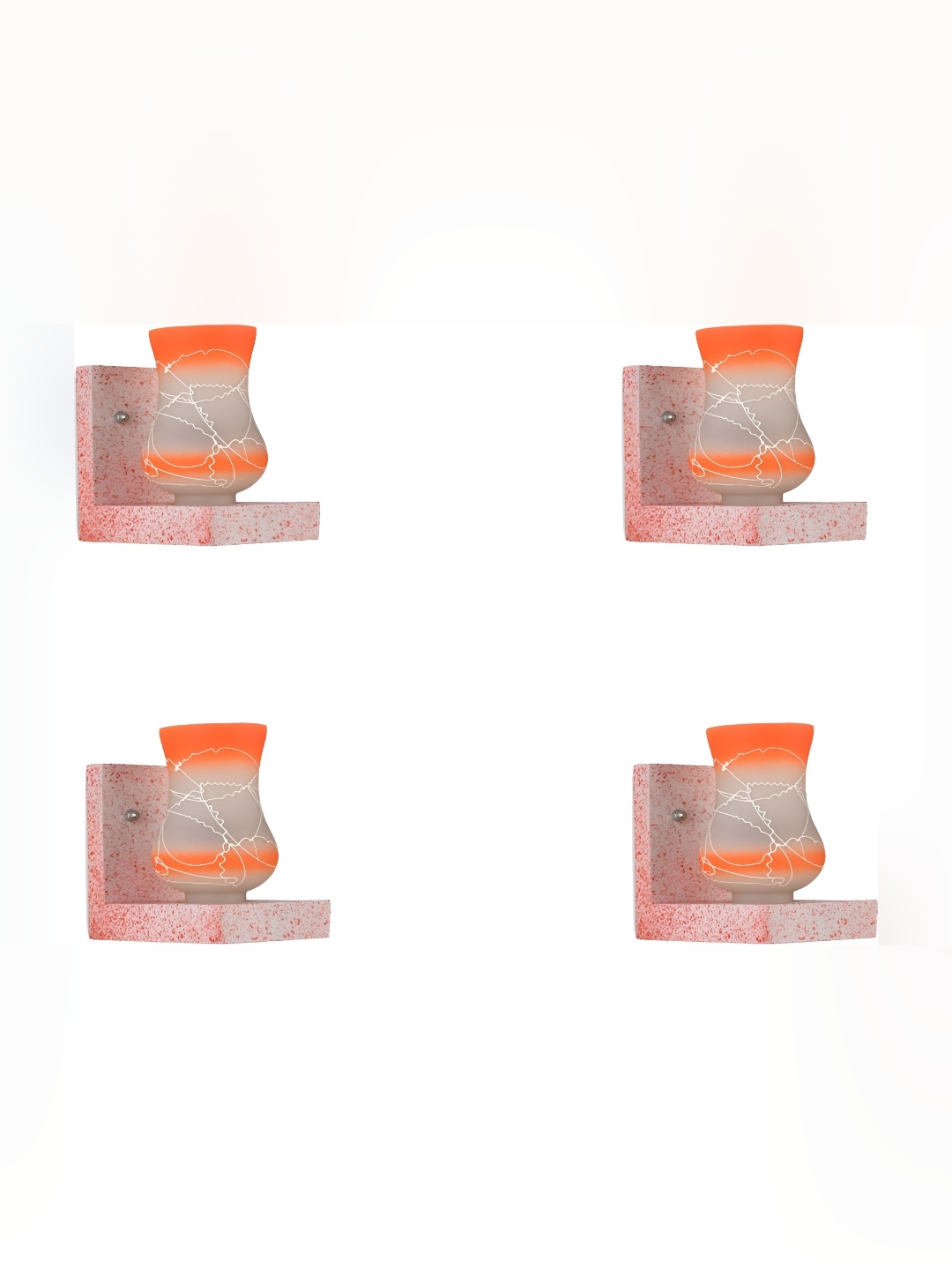 

Afast Orange & White 4 Pieces Printed Contemporary Glass Wall Lamps