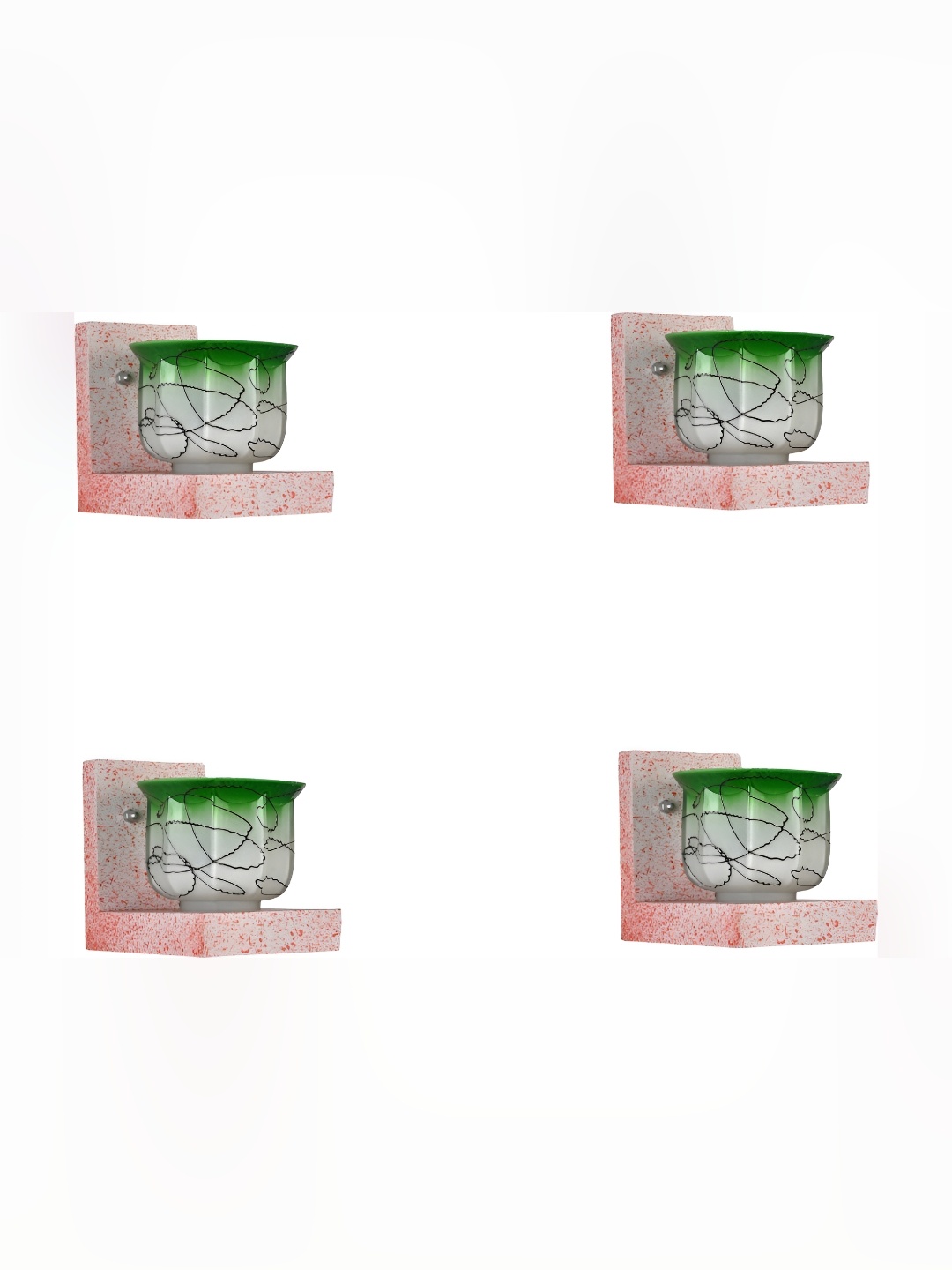 

Afast Green & White 4 Pieces Printed Contemporary Glass Wall Lamps