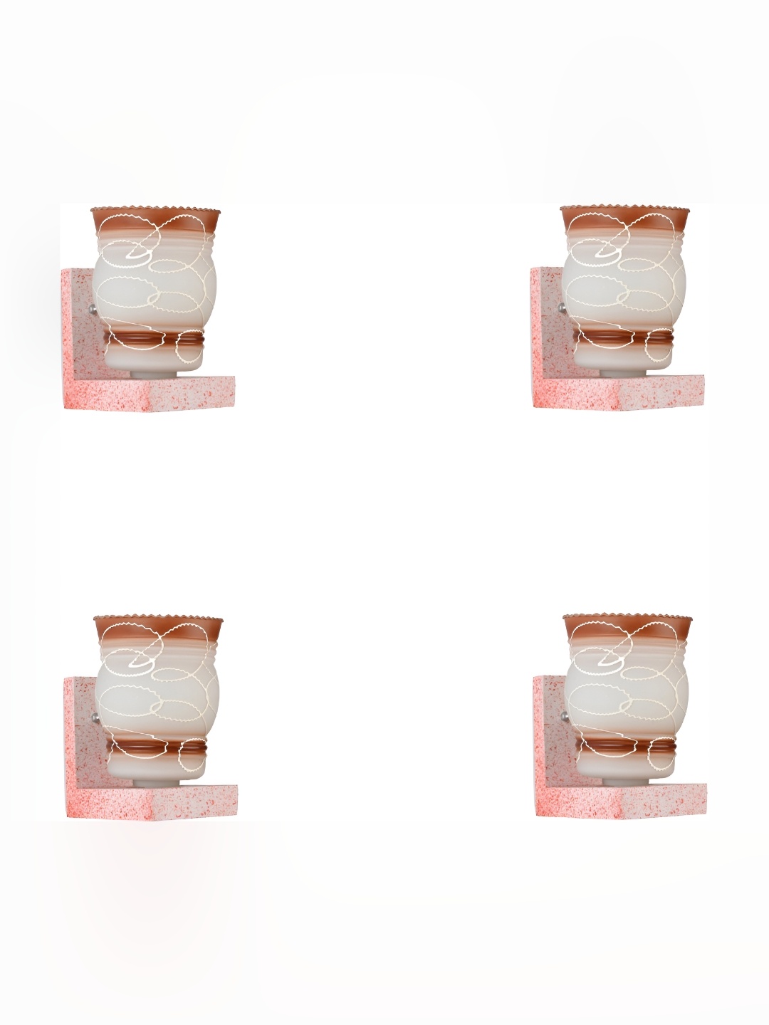 

Afast White & Brown 4 Pieces Printed Contemporary Glass Wall Lamps