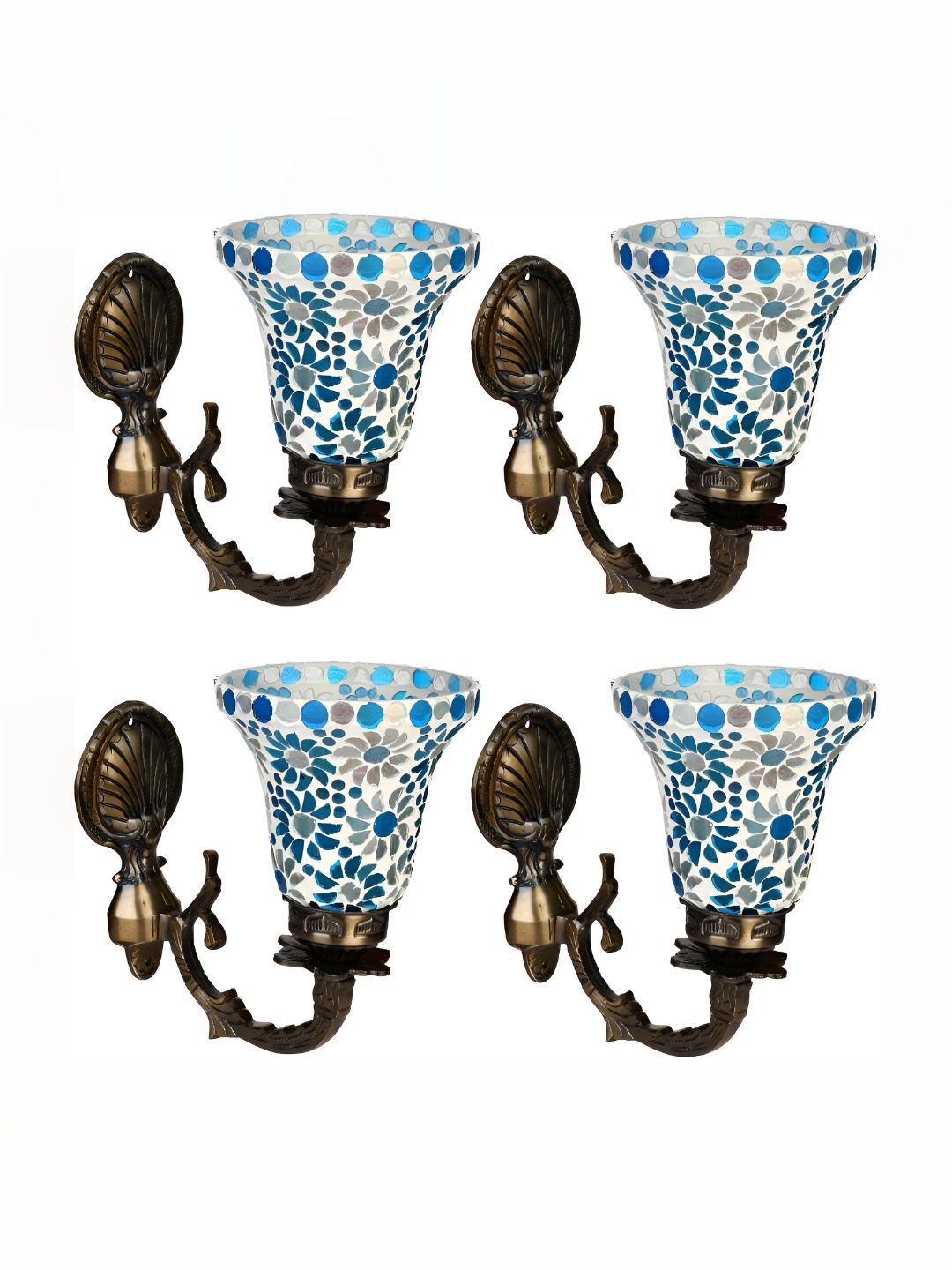 

Afast White & Blue 4 Pieces Printed Frustrum Shaped Glass Wall Lamp