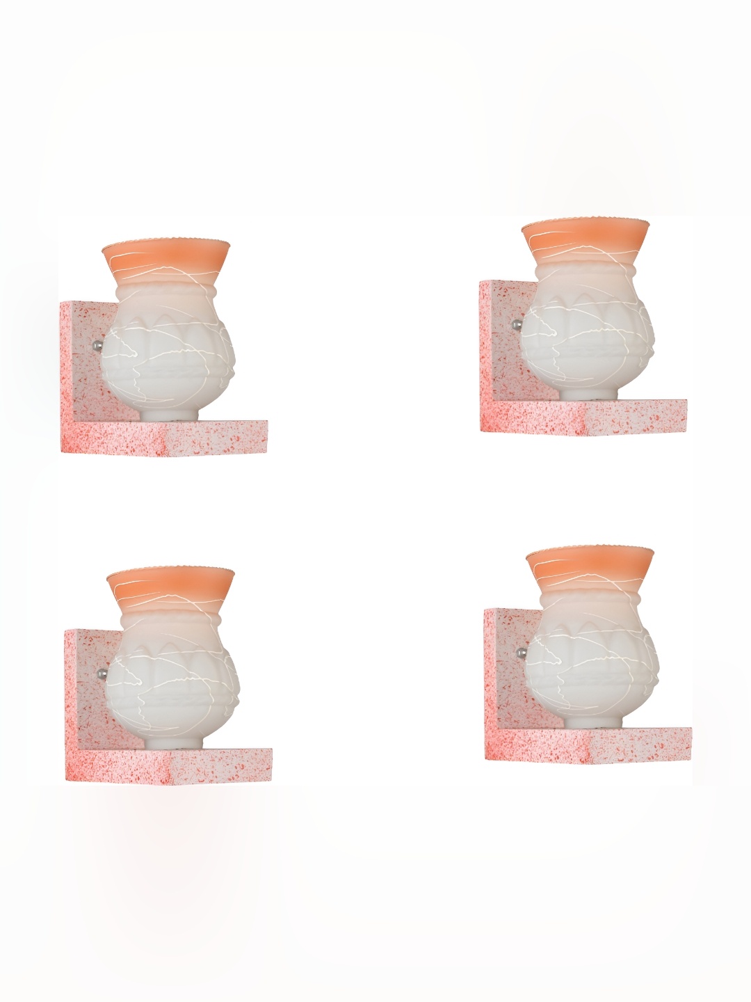 

Afast White & Orange 4 Pieces Printed Bell Shaped Glass Wall Lamp