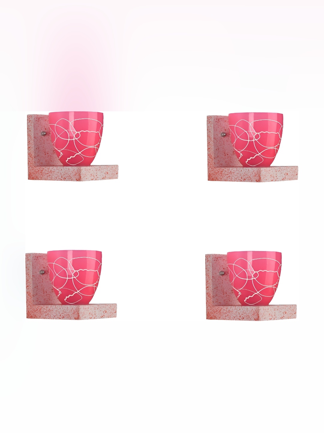 

Afast White & Pink 4 Pieces Printed Bell Shaped Glass Wall Lamp