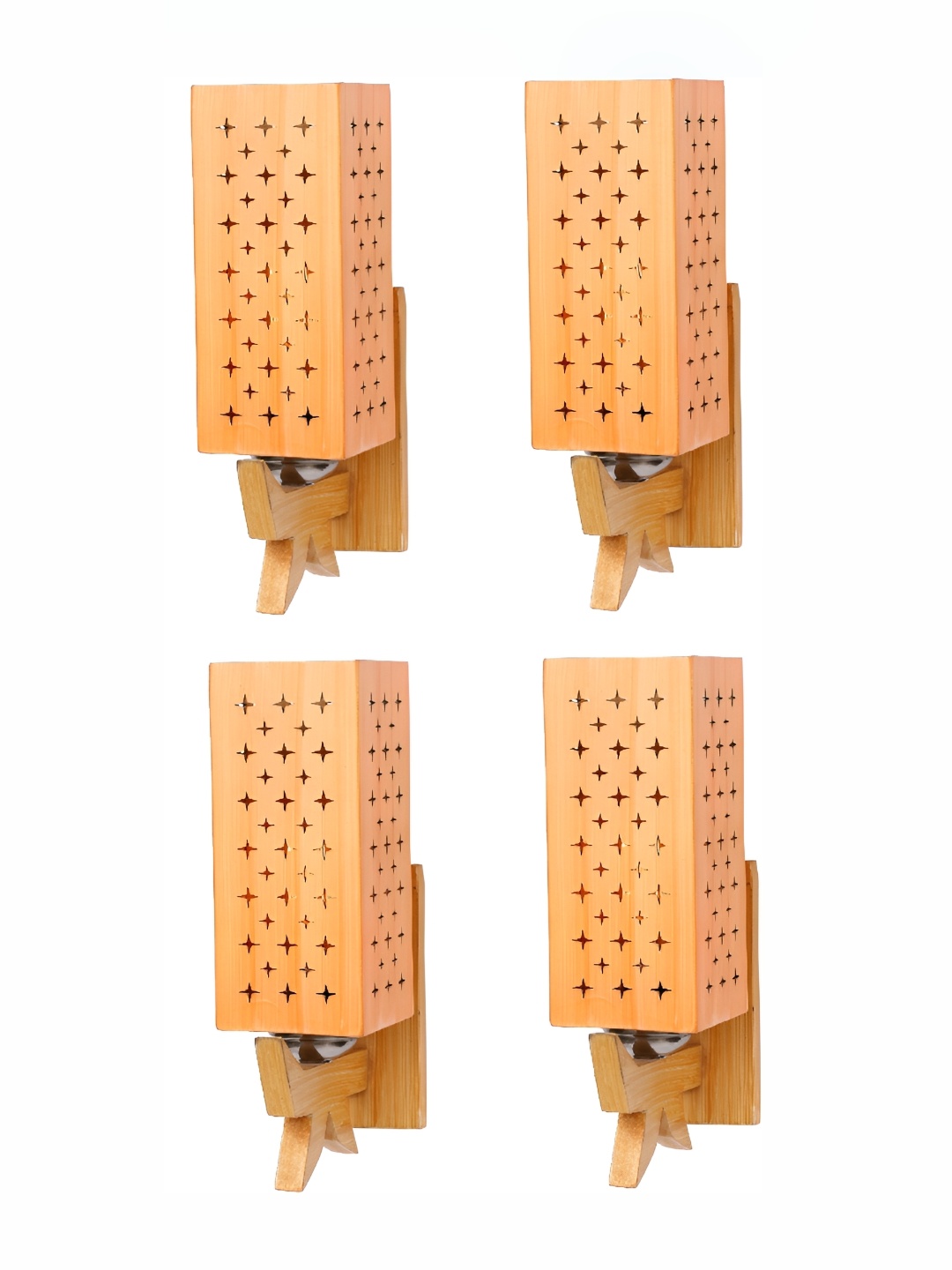 

Afast Brown 4 Pieces Textured Rectangle Shaped Wooden Wall Lamp