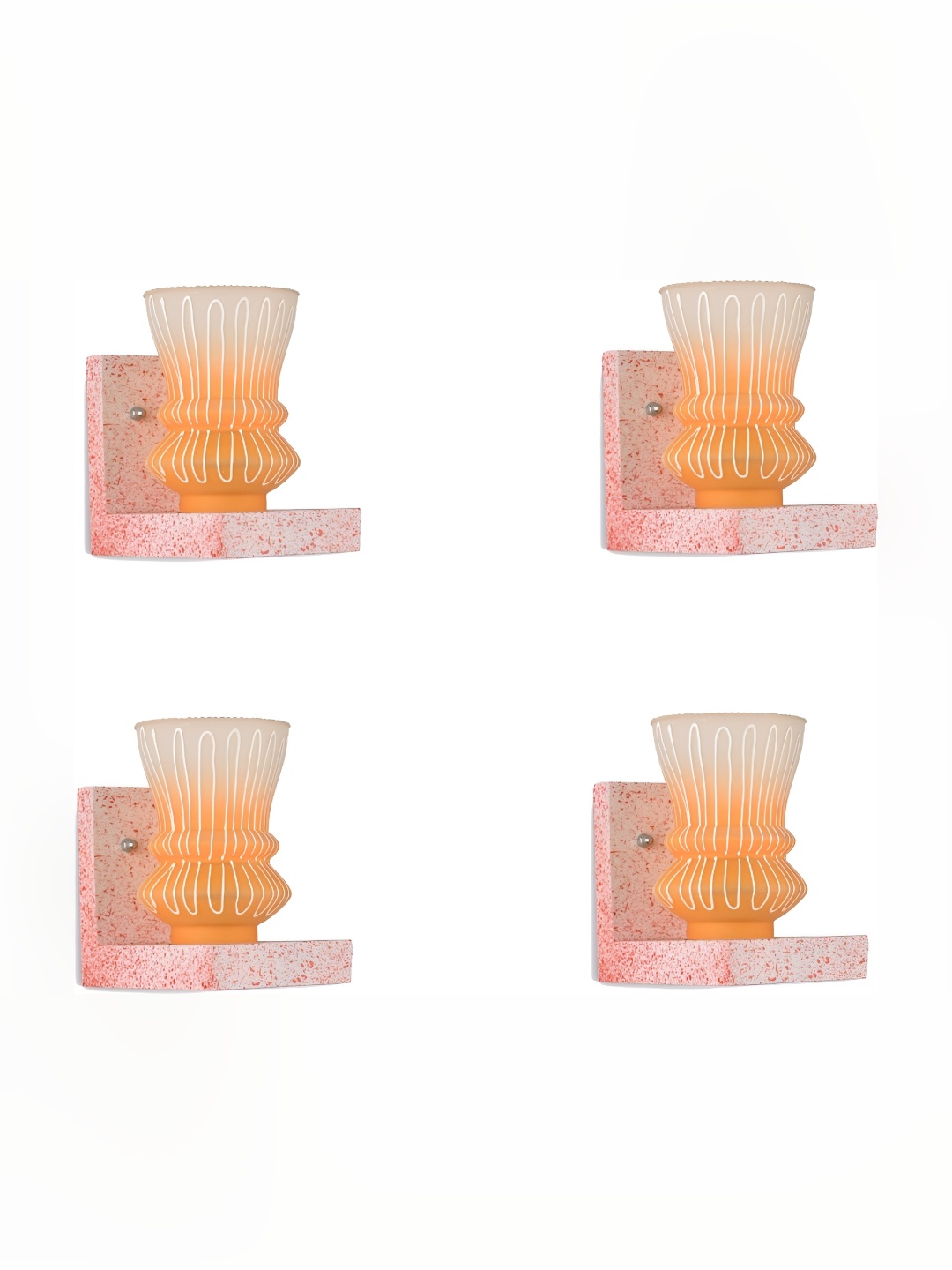 

Afast White & Orange 4 Pieces Printed Abstract Shaped Glass Wall Lamp