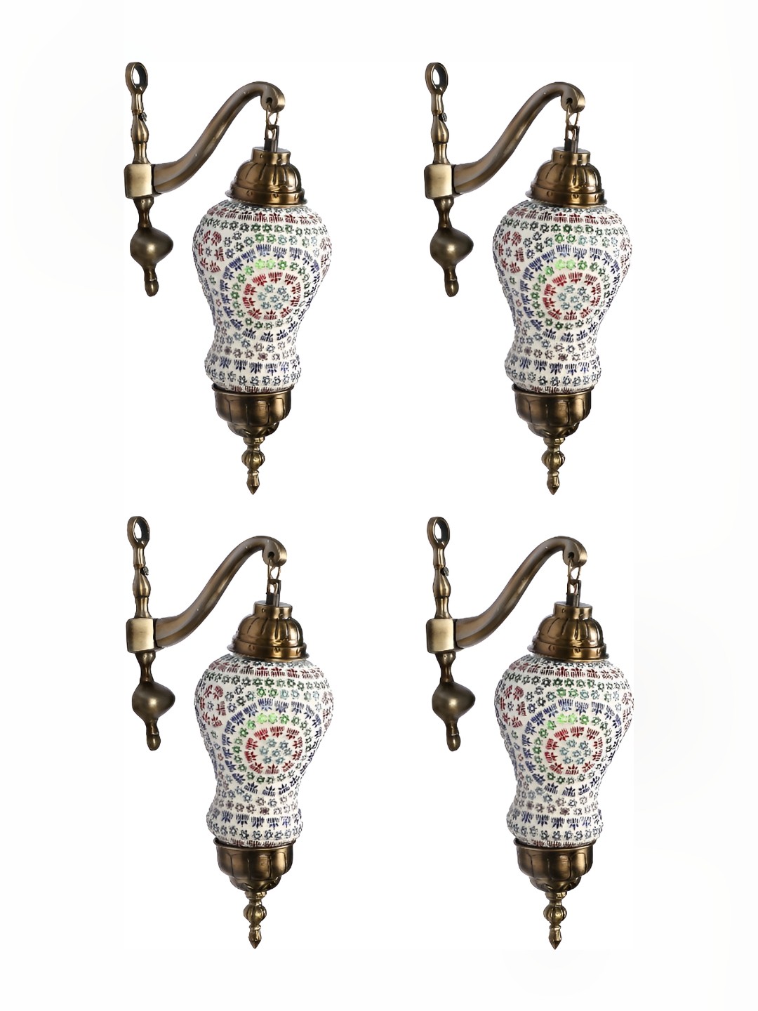 

Afast White & Gold Toned 4 Pieces Printed Abstract Shaped Glass Wall Lamp