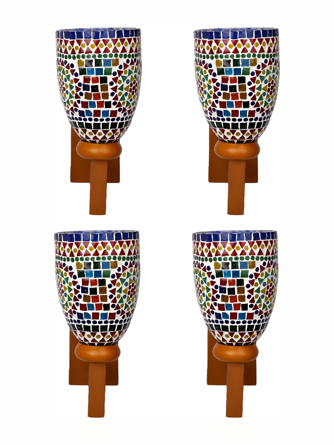 

Afast White & Blue 4 Pieces Textured Glass Wall Lamps