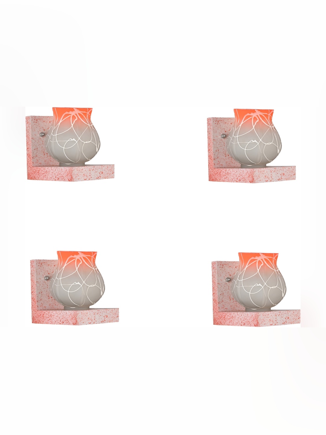

Afast White & Orange 4 Pieces Printed Glass Wall Lamps