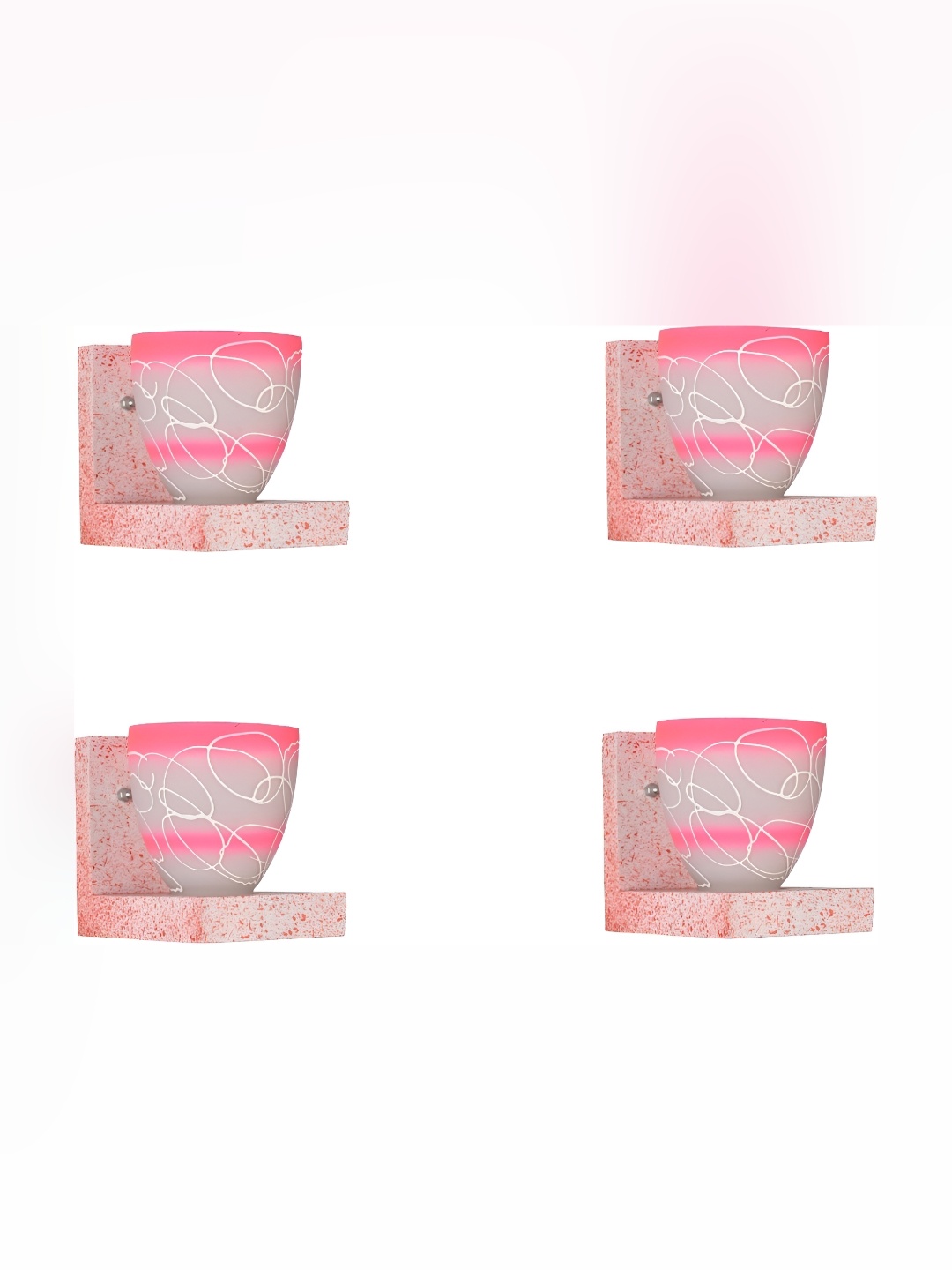

Afast White & Pink 4 Pieces Printed Glass Wall Lamps