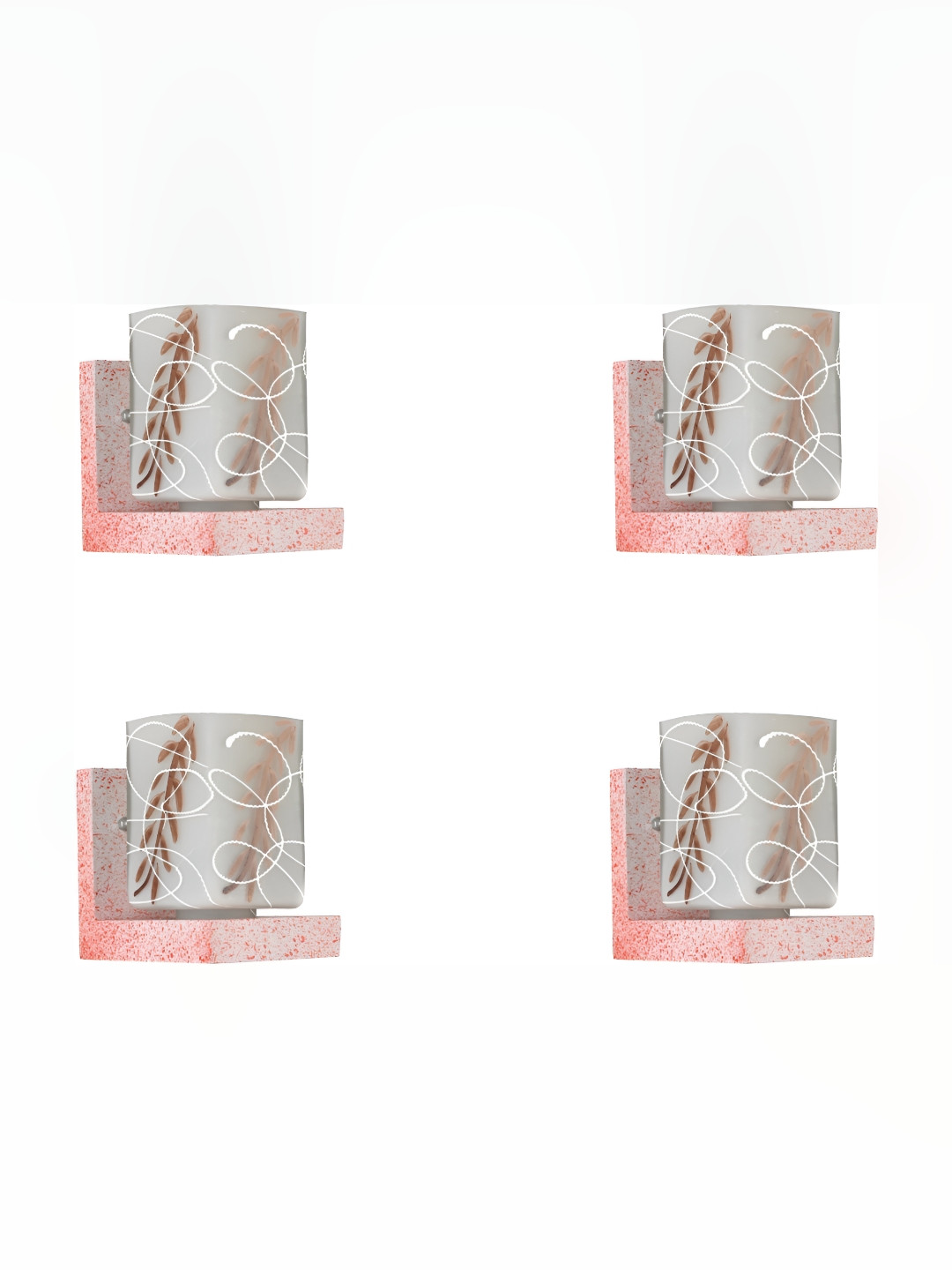 

Afast White & Brown 4 Pieces Printed Abstract Shaped Contemporary Glass Wall Lamps