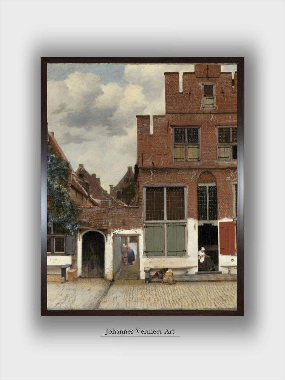 

The Art House View of Houses in Delft, the Little Street by Johannes Vermeer Wall Painting, Brown