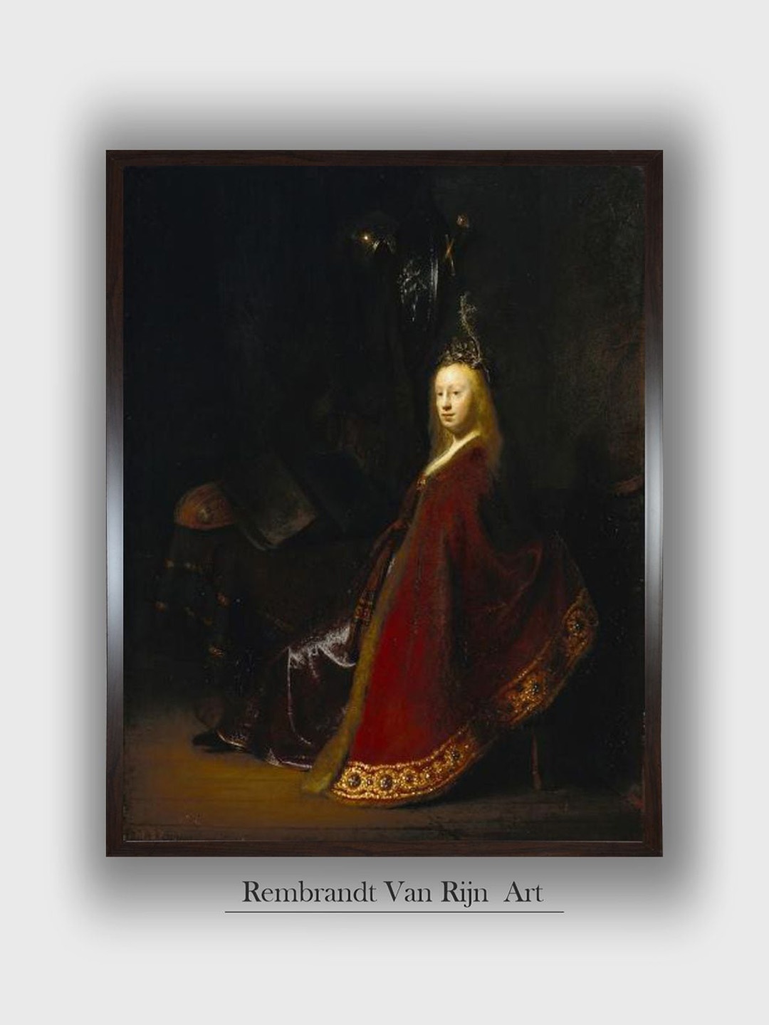 

The Art House 1-Pc Minerva, 1631 by Rembrandt Van Rijn Wall Painting, Red