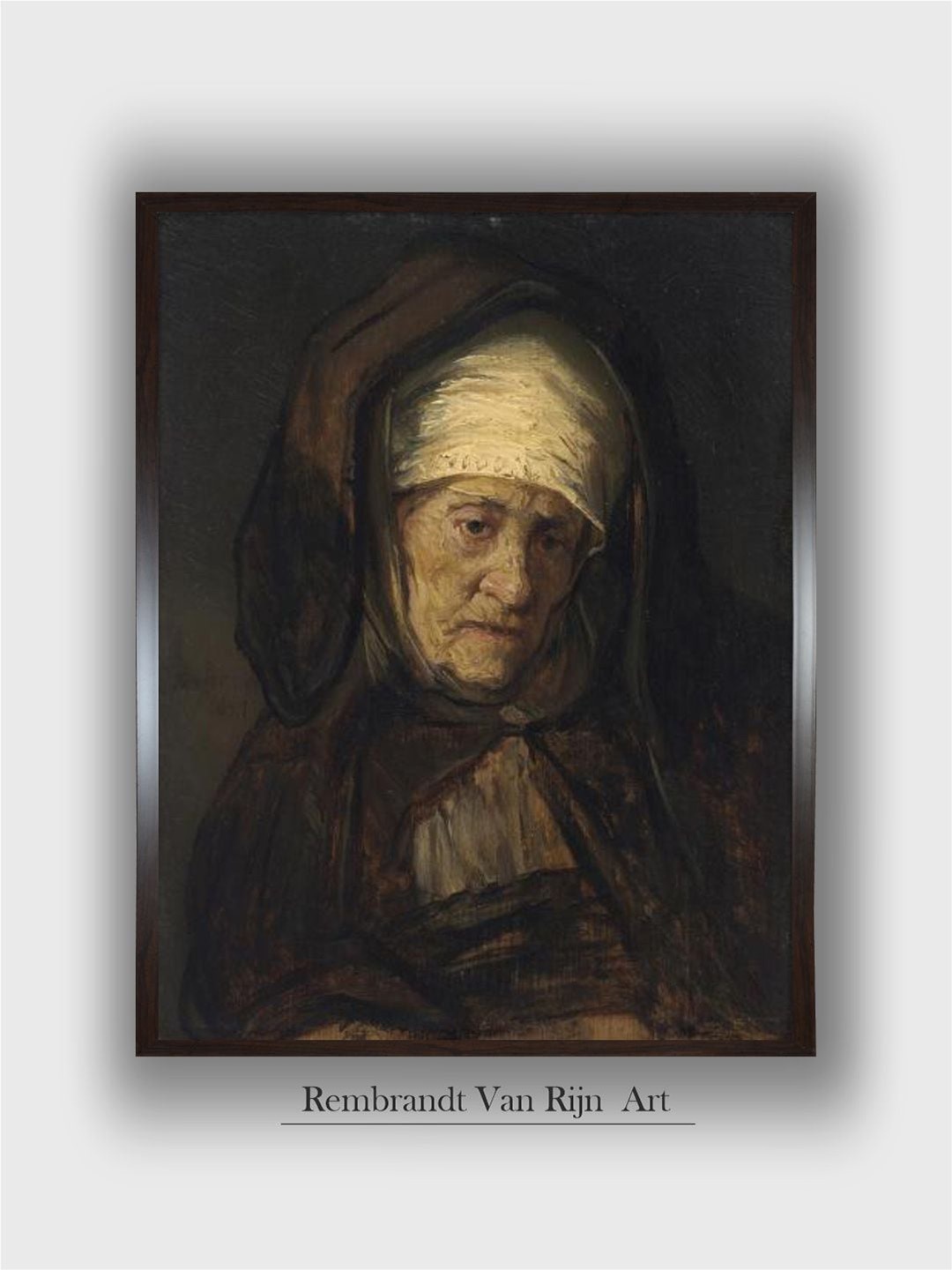 

The Art House Head Of An Aged Woman 1655-60 By Rembrandt Van Rijn Canvas Wall Art Painting, Brown