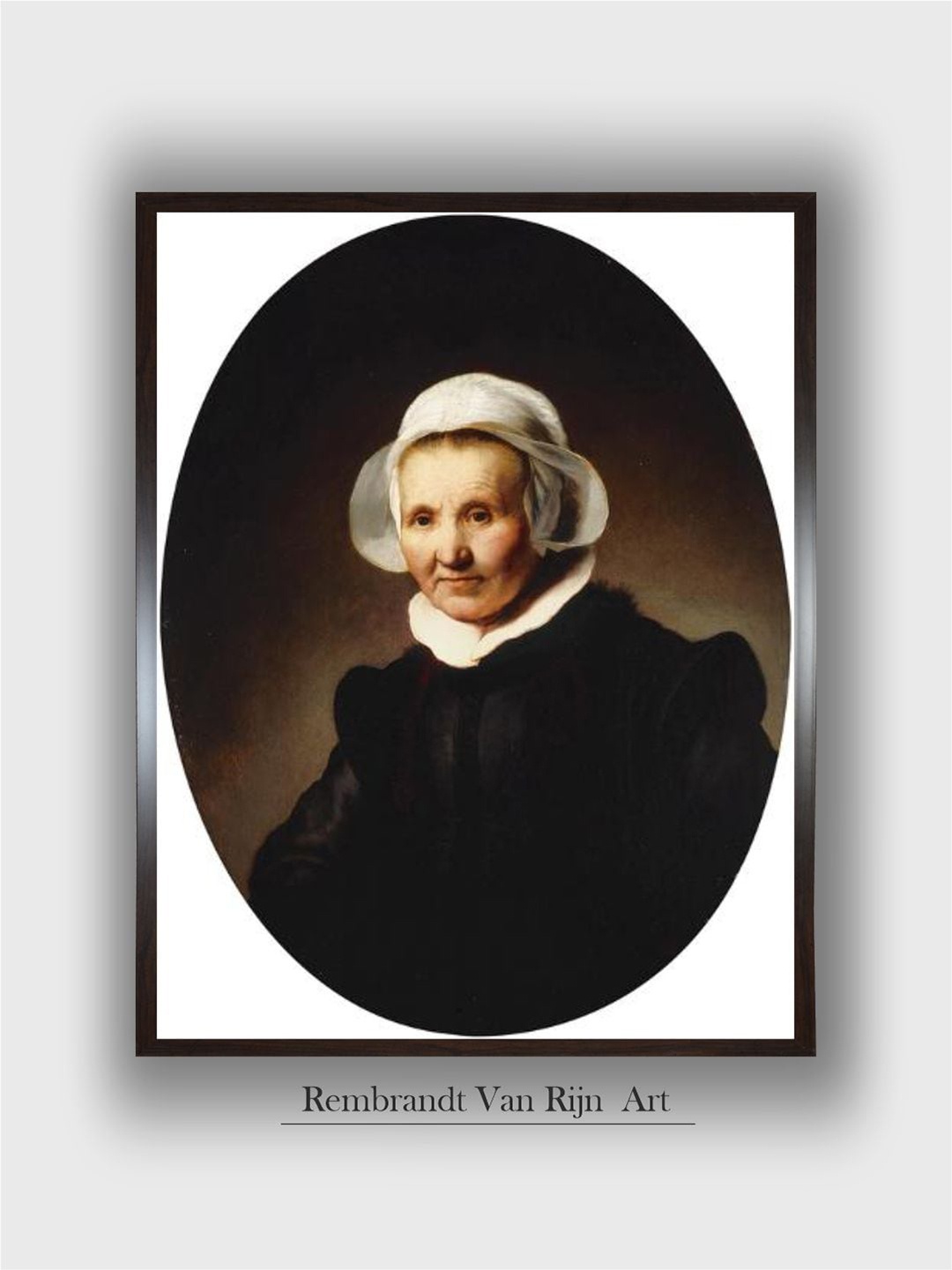 

The Art House Black & White Portrait of a Lady by Rembrandt Van Rijn Paintings Wall Art