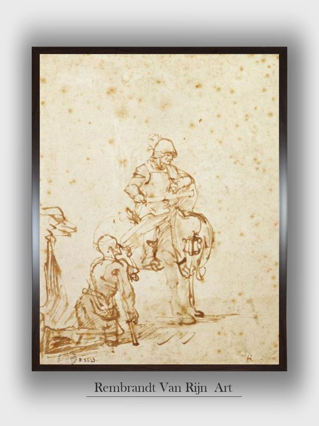 

The Art House St. Martin and the Beggar by Rembrandt Van Rijn Wall Painting, Beige
