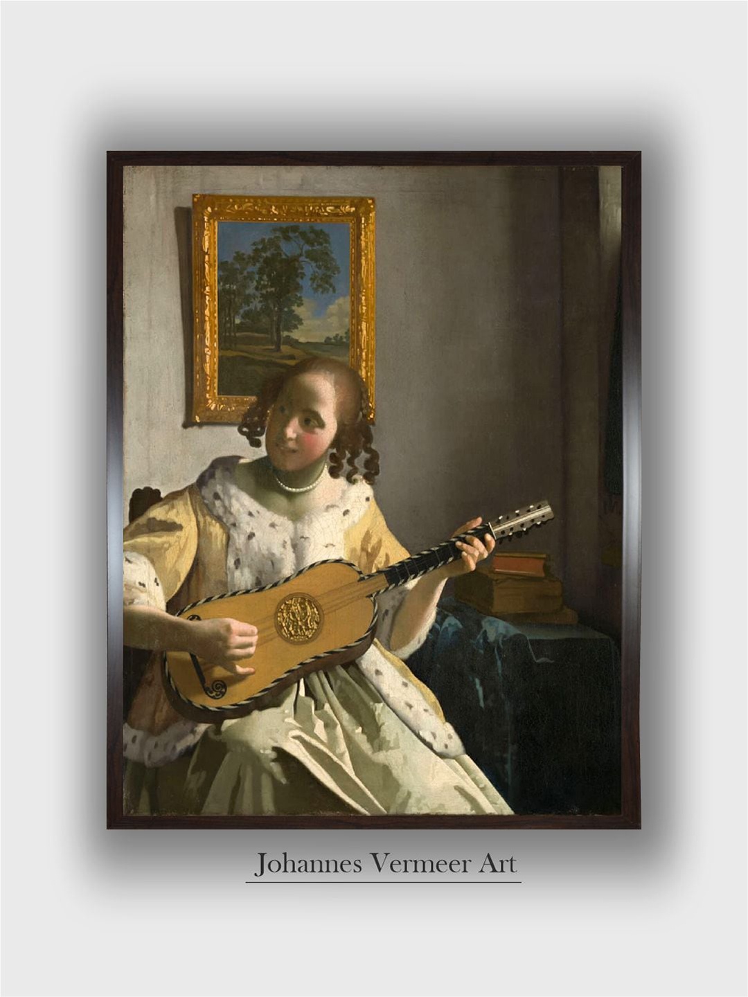 

The Art House Brown Wooden The Guitar Player Wall Paintings, Black