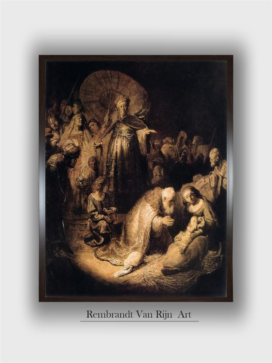 

The Art House Black The Adoration of the Magi 1632 Wooden Wall Painting, Brown