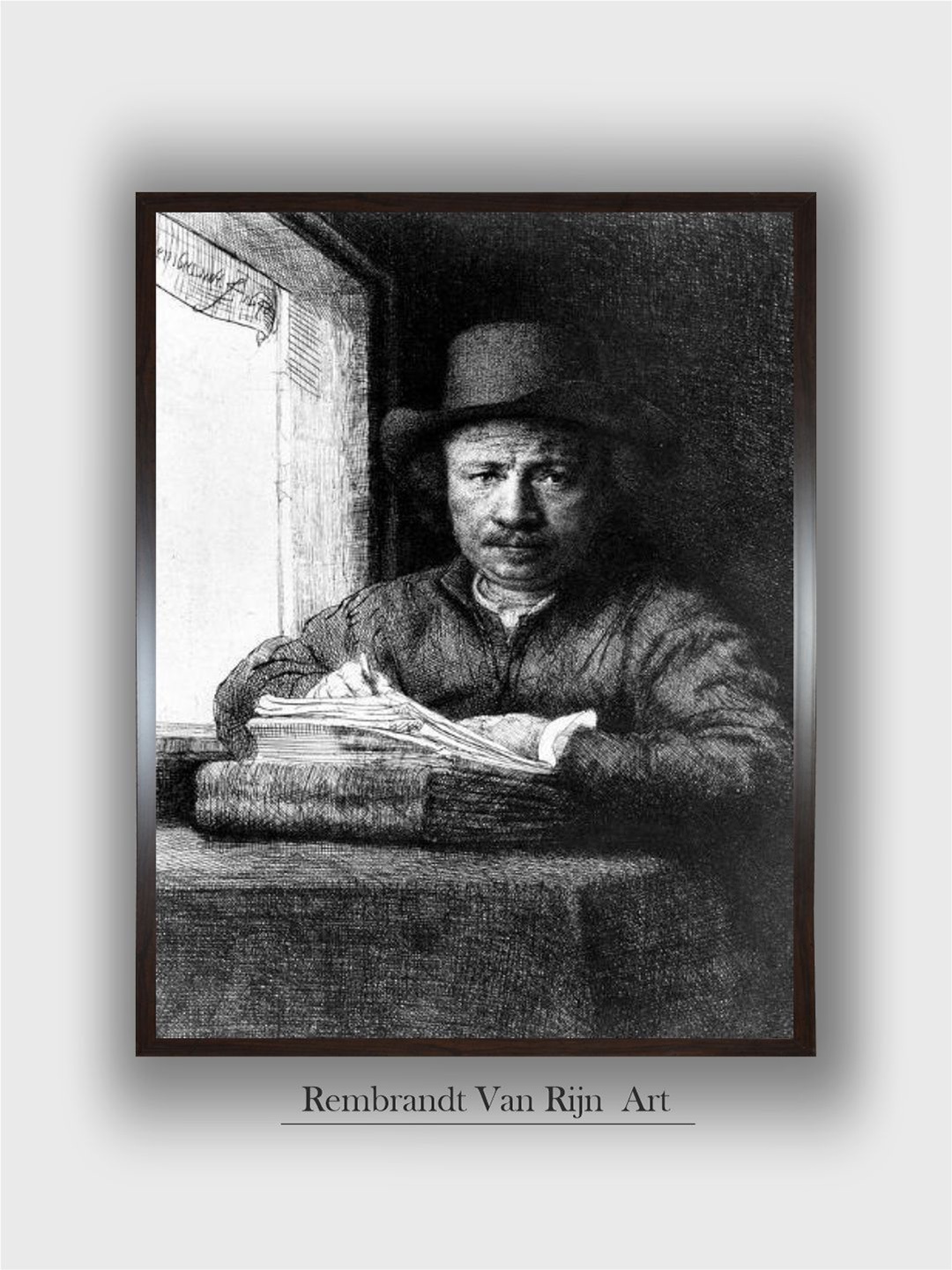 

The Art House Black and White Self Portrait While Drawing Canvas Wall Art Painting