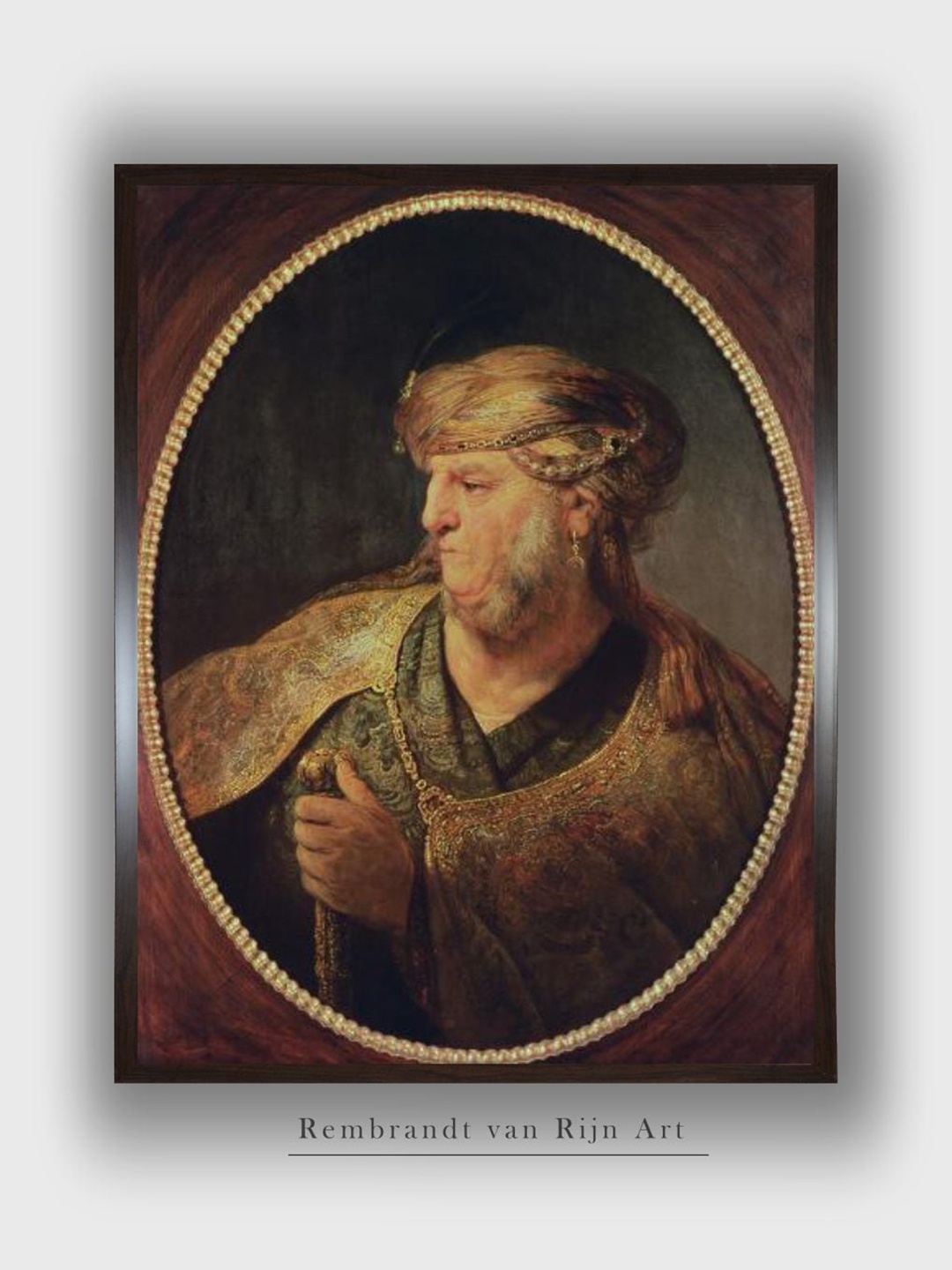 

The Art House Beige & Green Portrait of a Man in Oriental Costume Wooden Painting Wall Art
