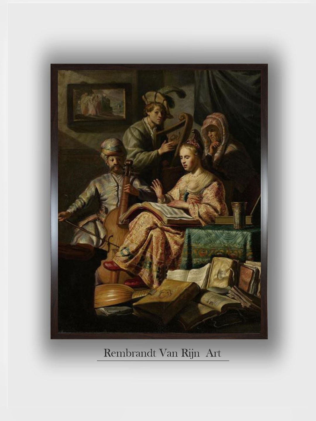 

The Art House 1 Piece Musical Company by Rembrandt Van Rijn Wall Painting, Green