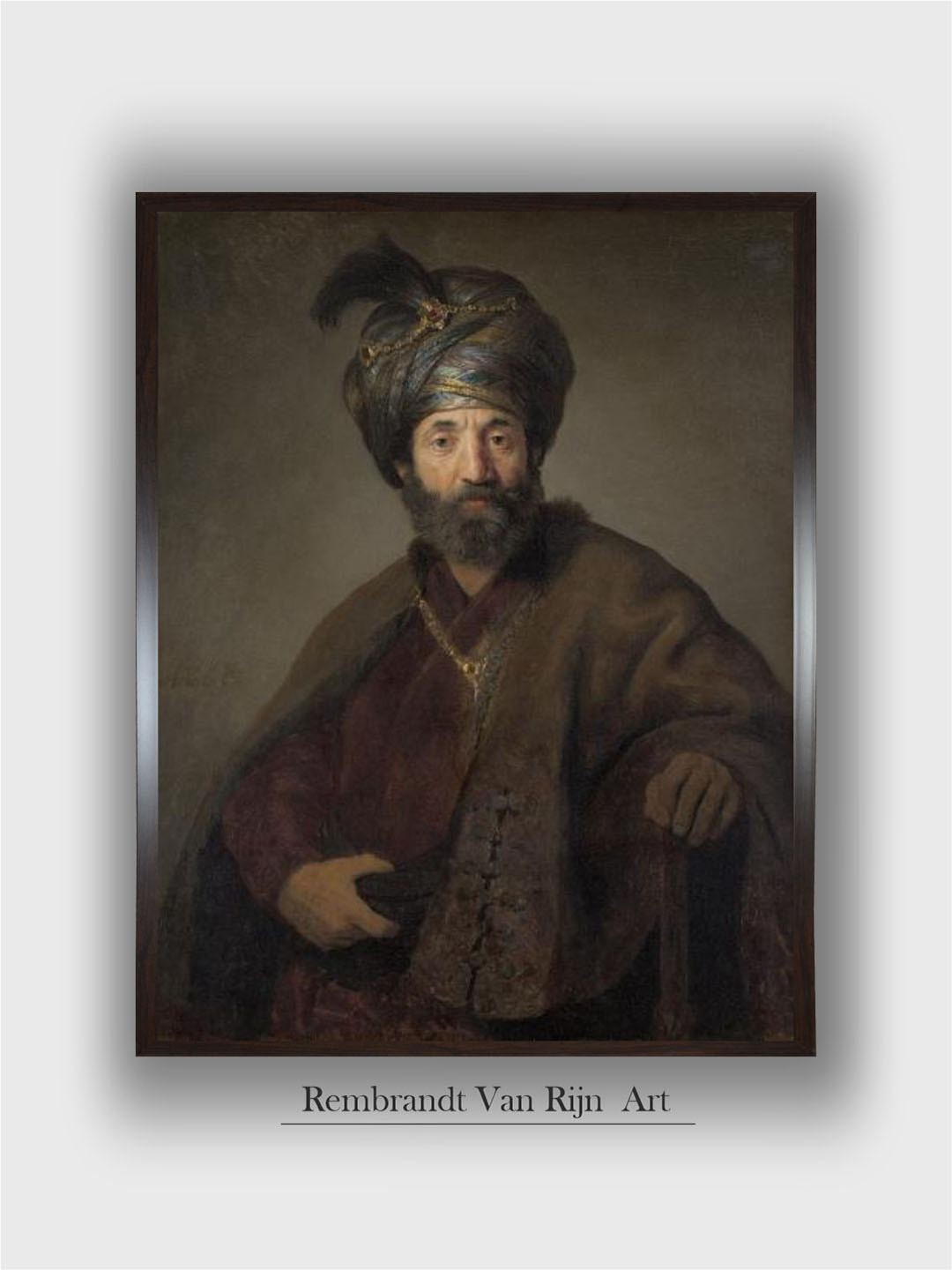 

The Art House Black & Brown Man in Oriental Costume Wooden Framed Painting Wall Art