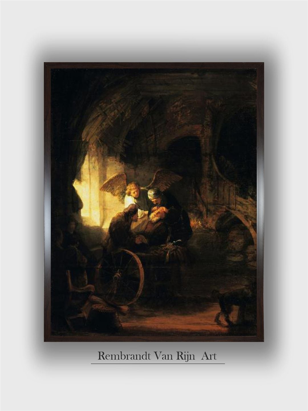 

The Art House 1-Pc Tobias Returns Sight to His Father 1636 by Rembrandt Van Wall Painting, Cream