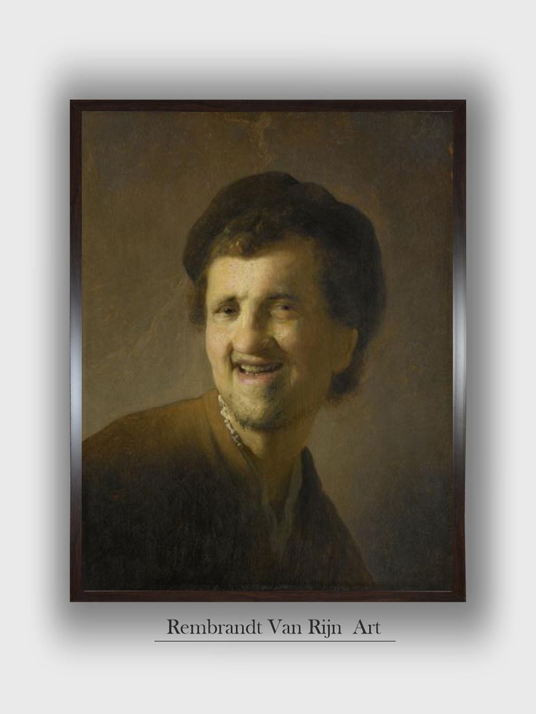 

The Art House Black & Brown Bust of a Laughing Young Man Painting Wall Art