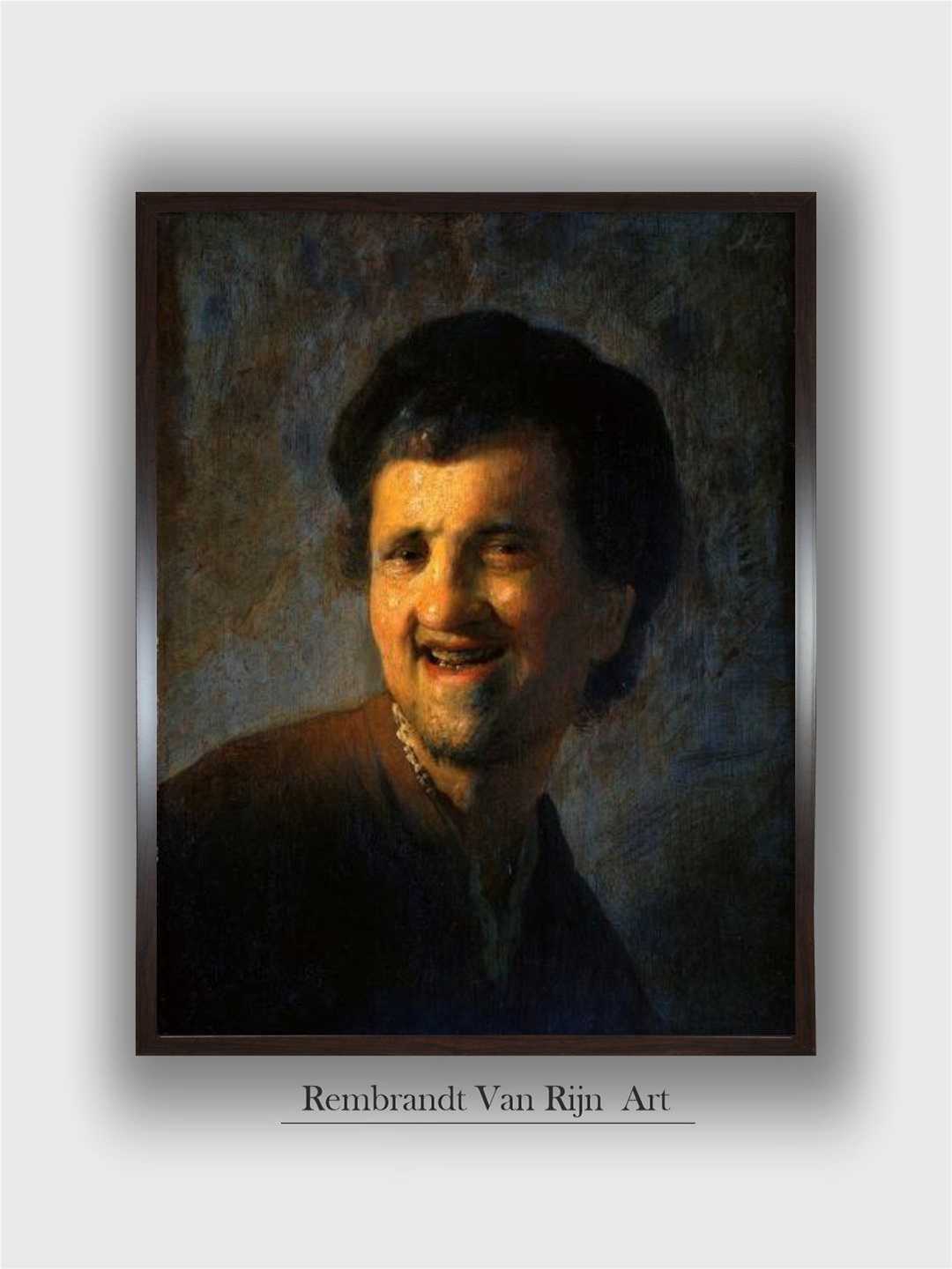

The Art House Beige & Black Laughing Young Man Wooden Framed Painting Wall Art
