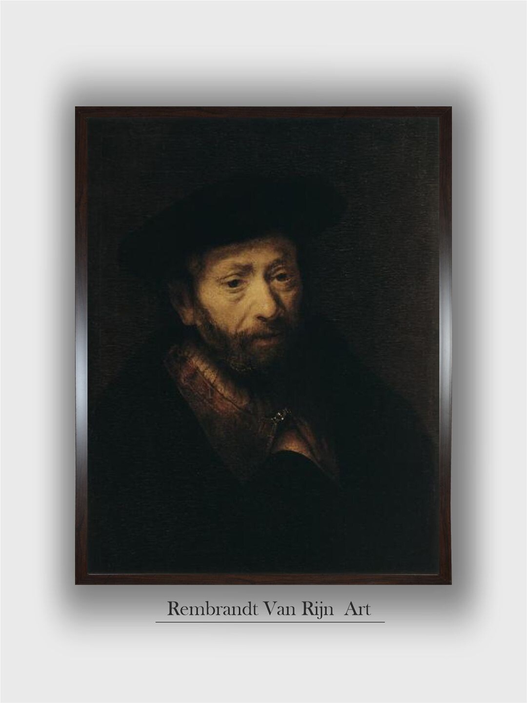 

The Art House Portrait Of An Old Man 17th Century By Rembrandt Van Rijn Painting Wall Art, Black