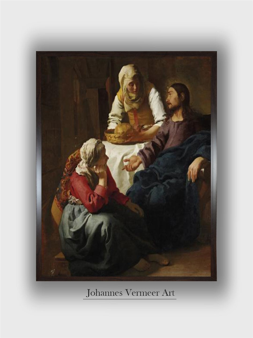 

The Art House Brown & White Wooden Christ in the House of Martha and Mary Wall Art