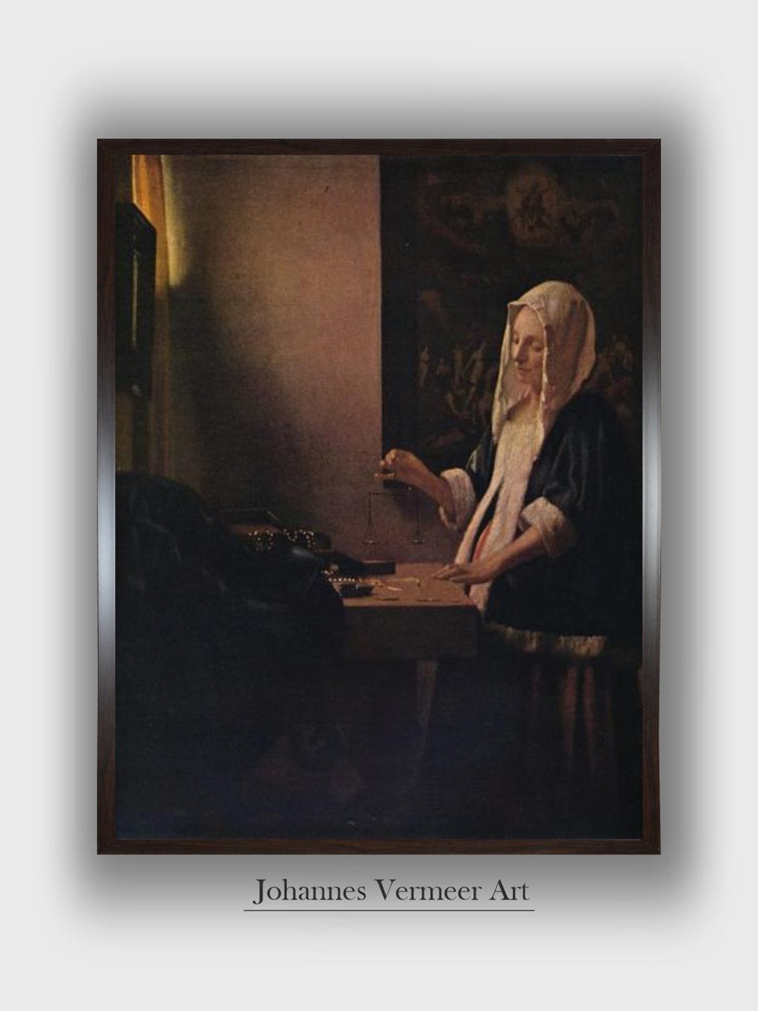 

The Art House Black & Brown Woman Holding a Balance Wooden Framed Wall Paintings