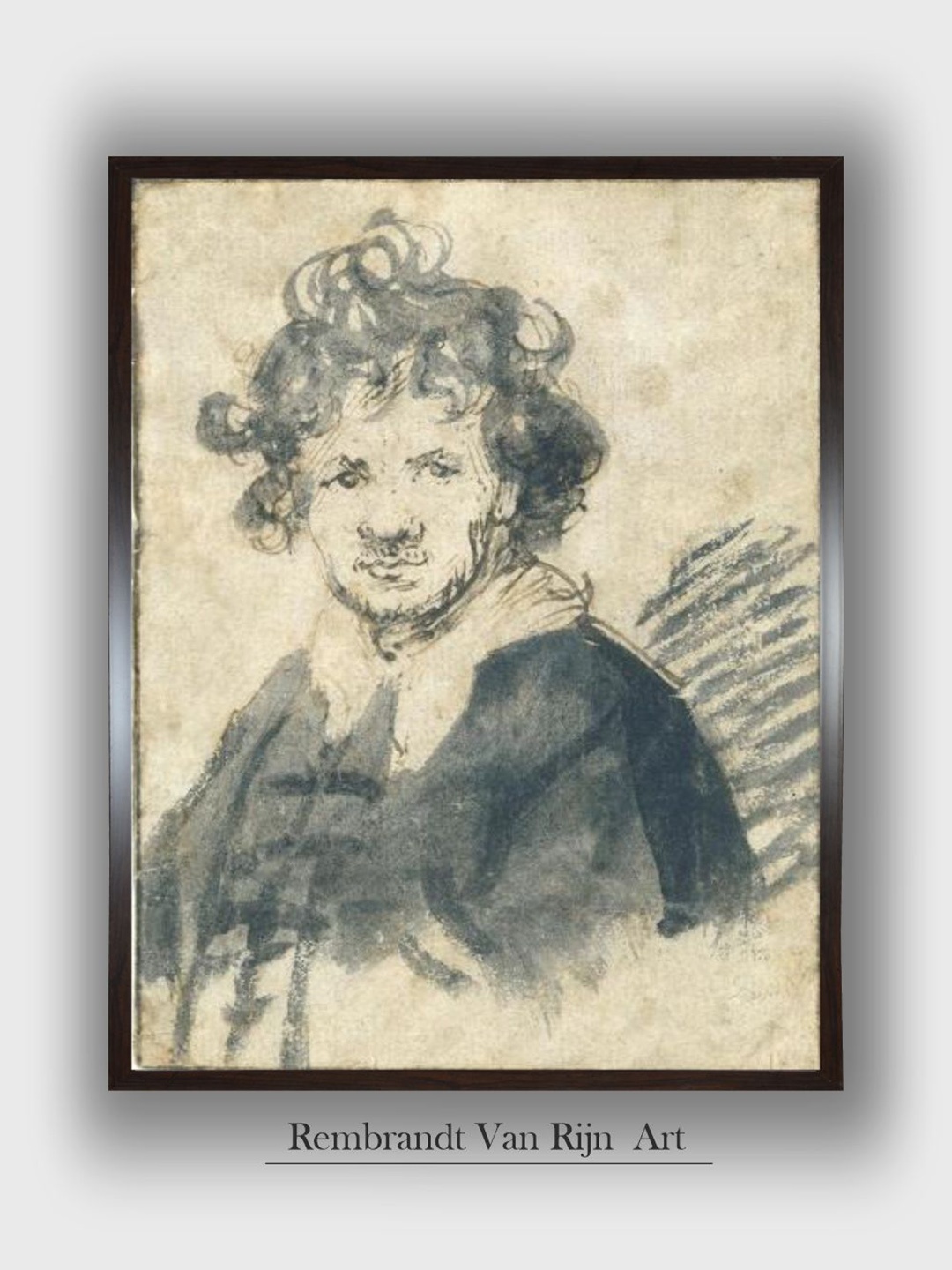 

The Art House Self-Portrait by Rembrandt Van Rijn Wall Painting, Black