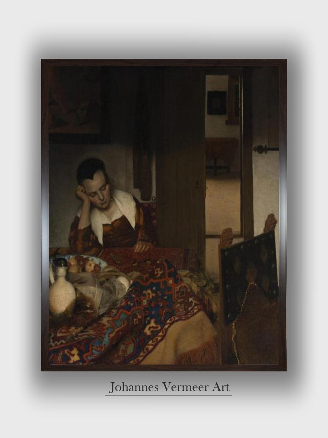 

The Art House Girl Asleep At A Table, 1656-57 Wooden Wall Painting, Brown