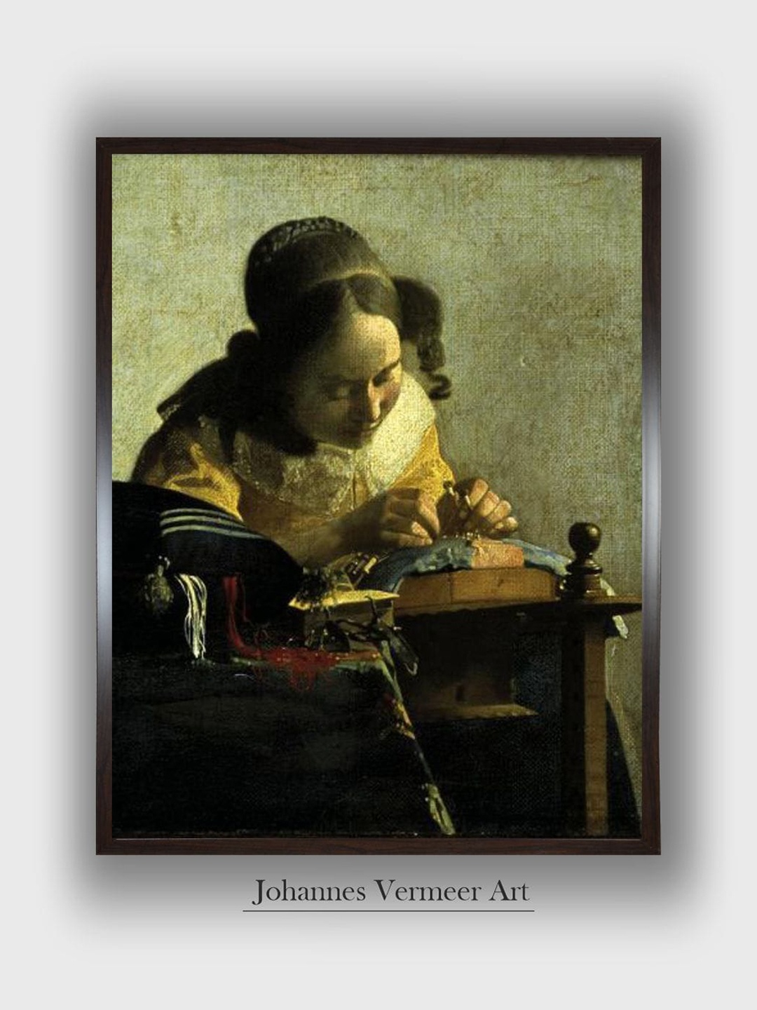 

The Art House The Lacemaker by Johannes Vermeer Painting Wall Art, Green