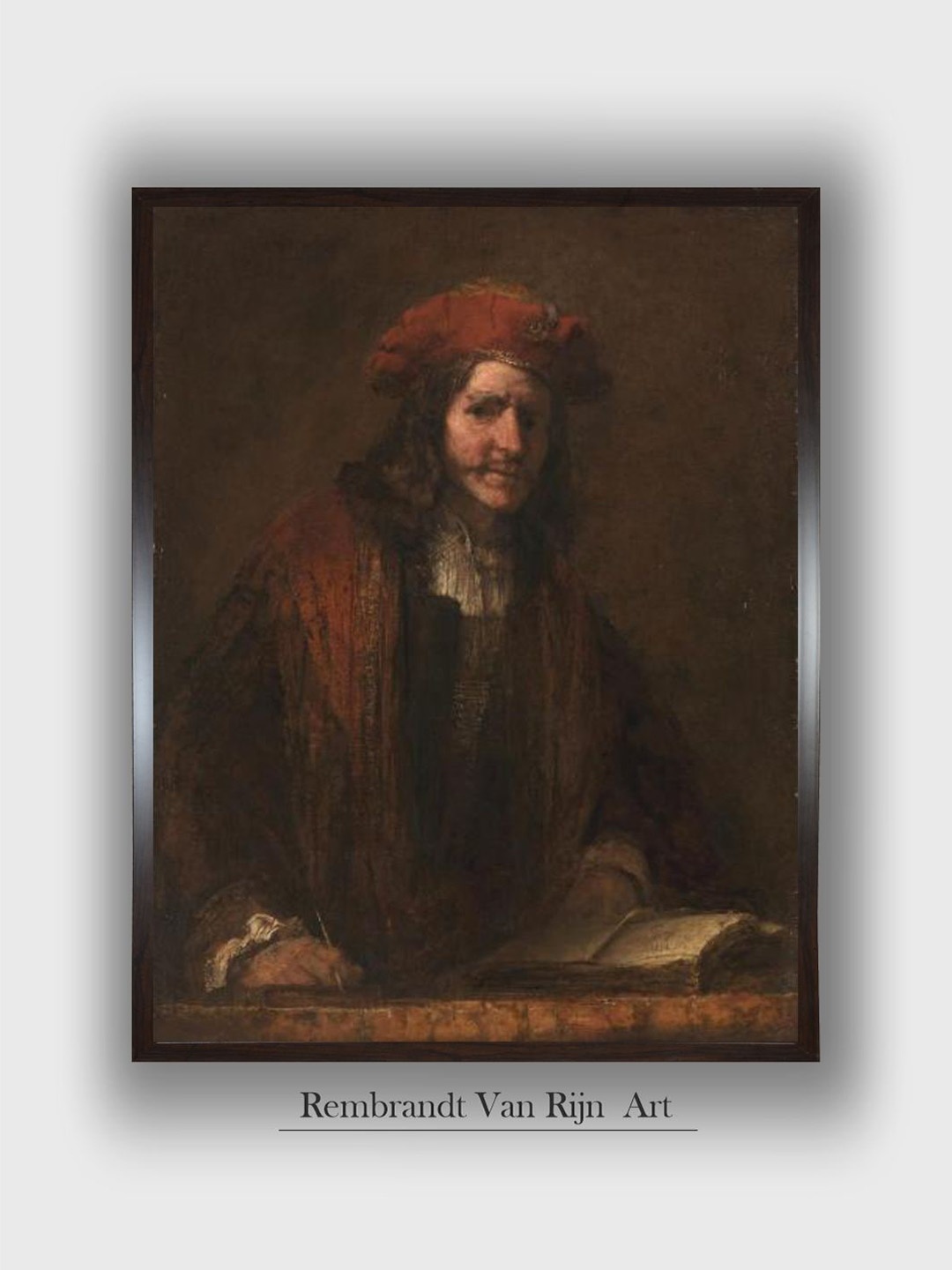 

The Art House The Man with the Red Cap, C. 1660 by Rembrandt Van Rijn Wall Painting, Brown