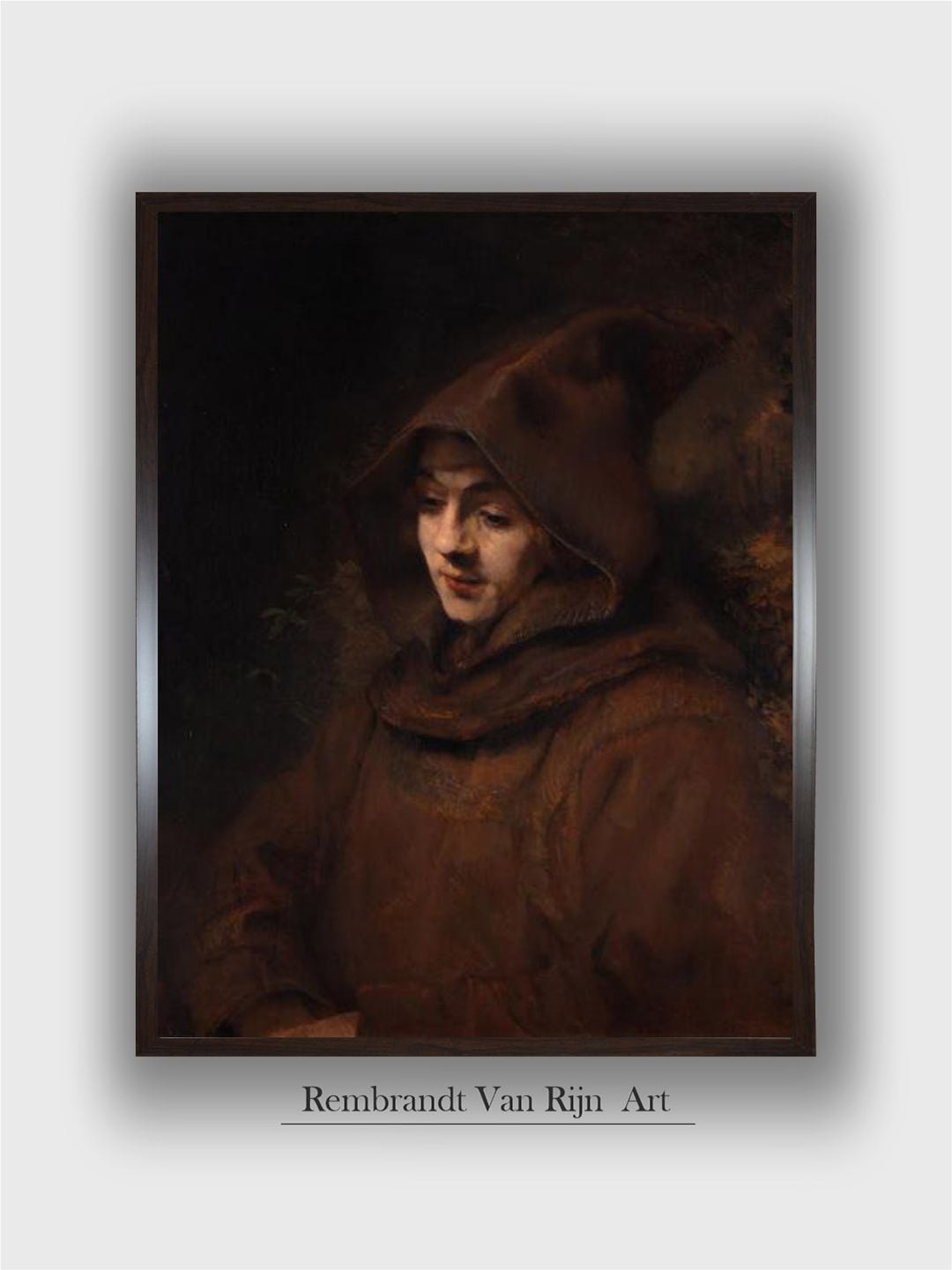 

The Art House Titus As A Monk 1660 By Rembrandt Van Rijn Wood Wall Art Painting, Brown