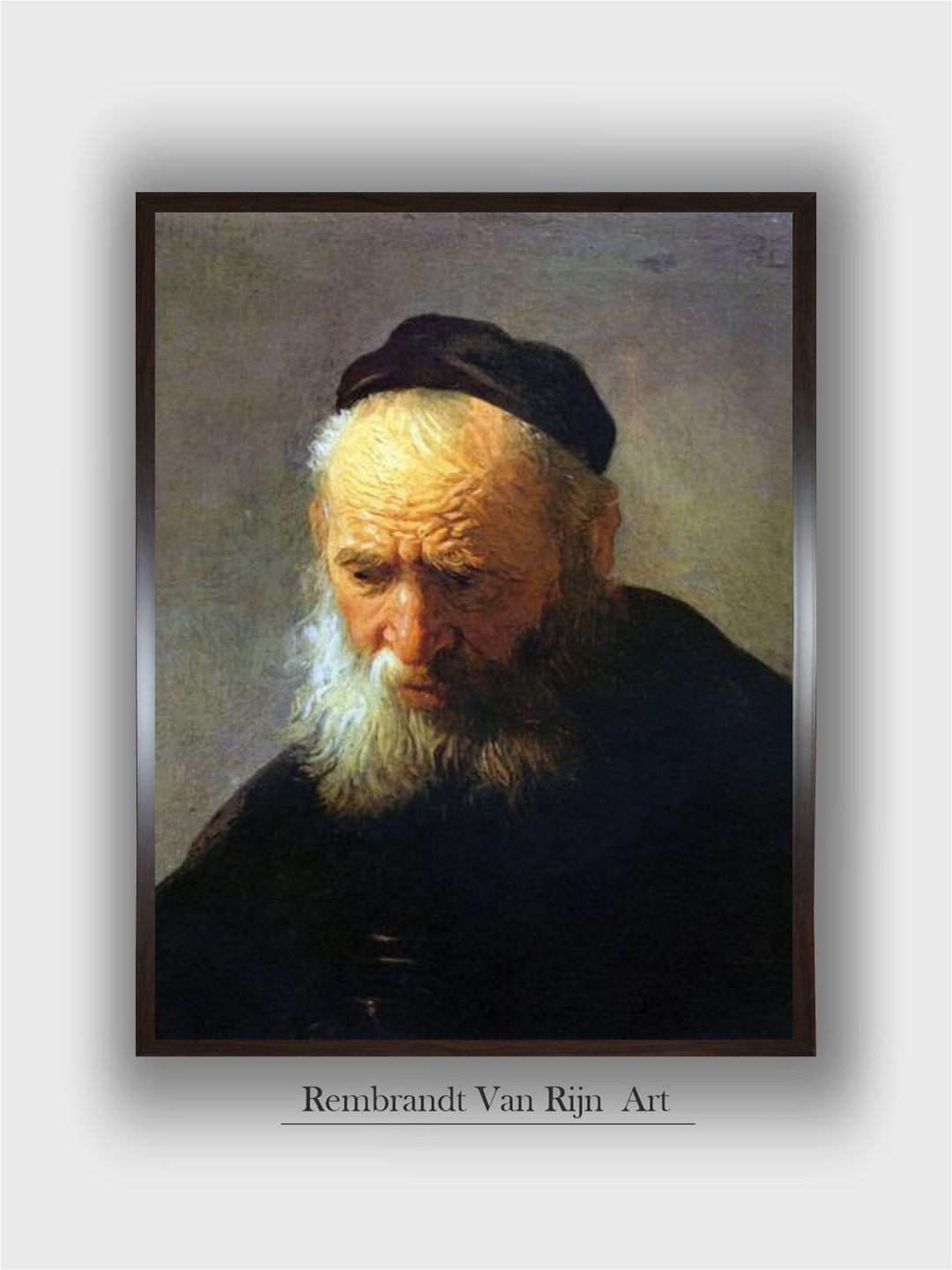 

The Art House Black & Beige Portrait of Vaters by Rembrandt Van Rijn Wall Art