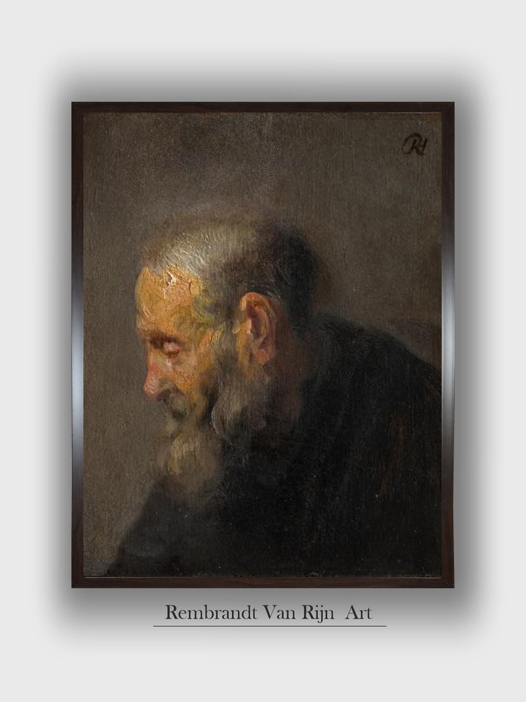 

The Art House Black & Brown Study of an Old Man in Profile C.1630 Canvas Wall Paintings
