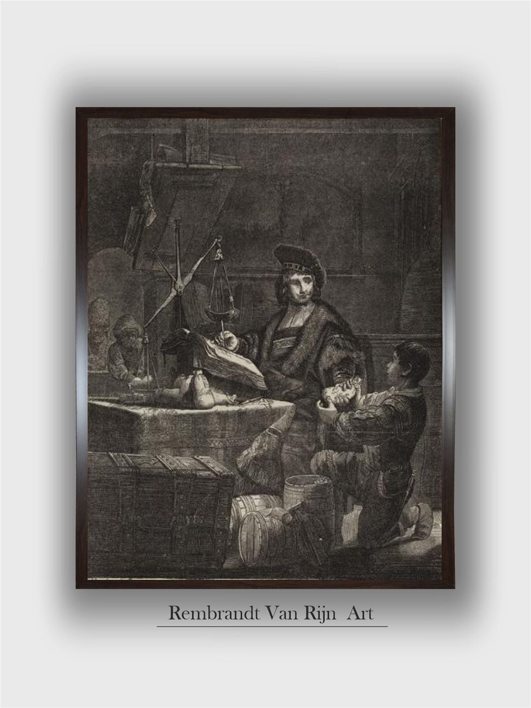 

The Art House Black & White Rembrandt Van Rijn Canvas Painting Wall Art
