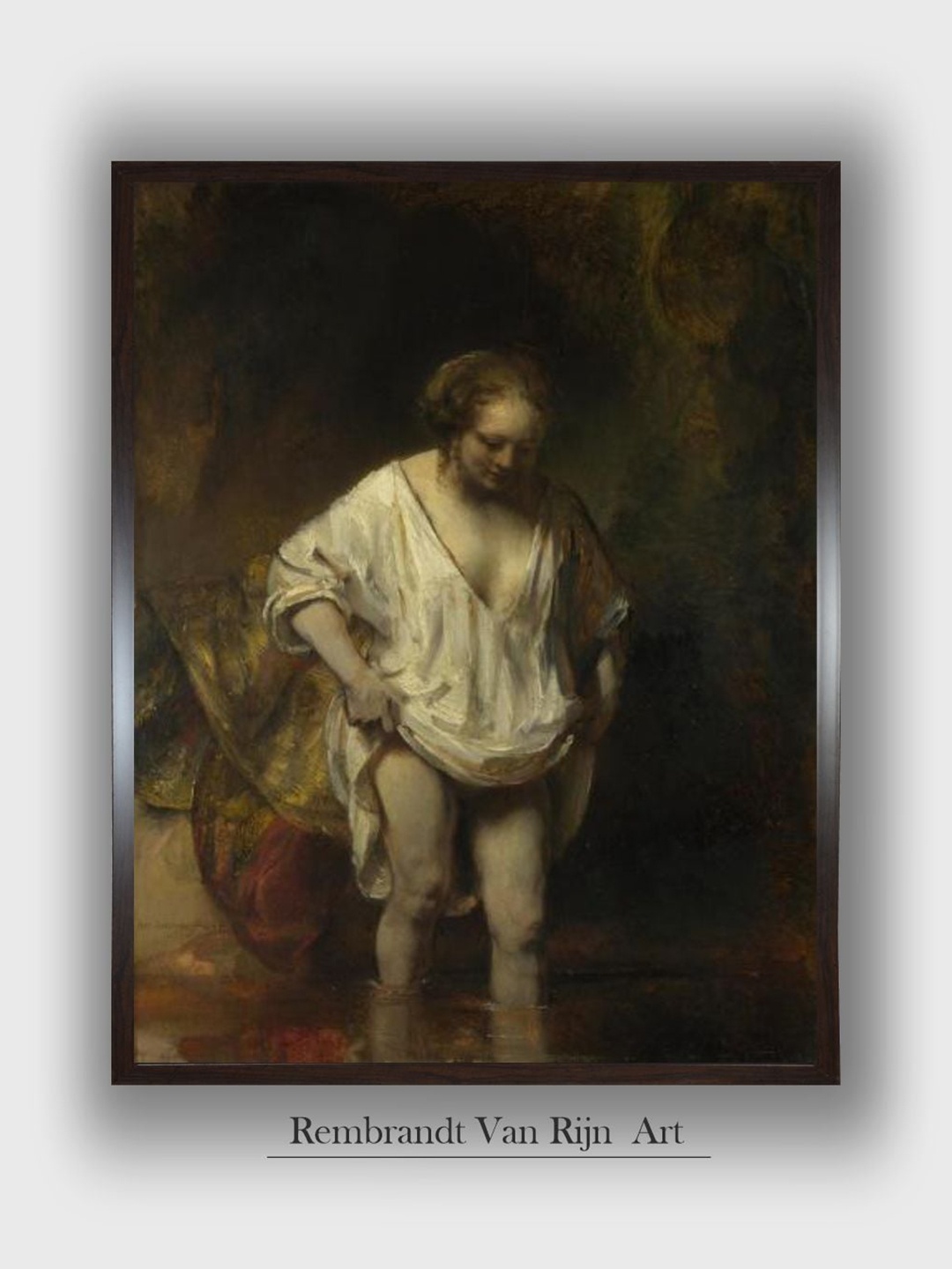 

The Art House White & Black A Woman Bathing in a Stream Cannvas Painting Wall Art