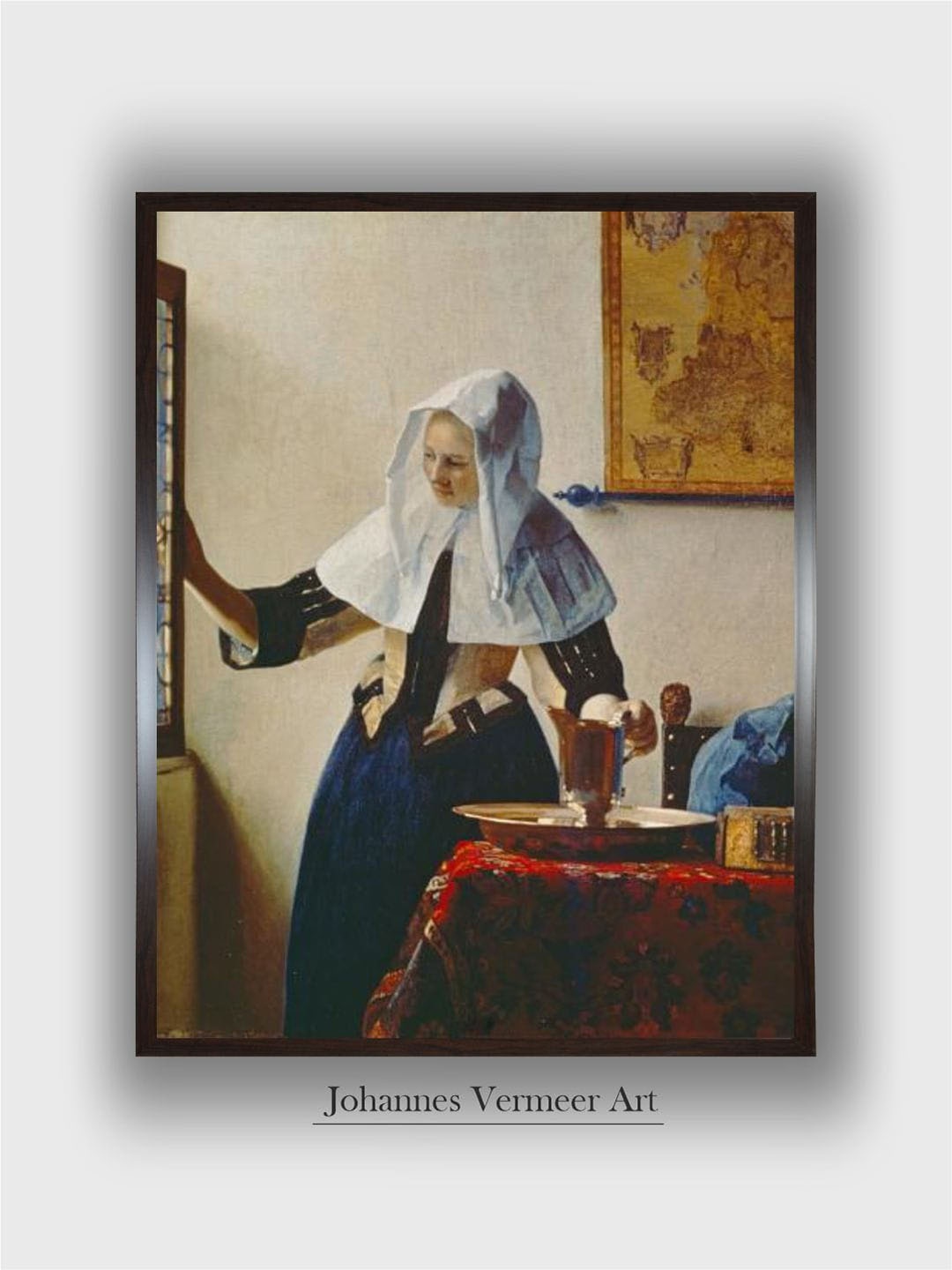 

The Art House Blue & Cream Wood Young Woman With Jug of Water Painting Wall Art