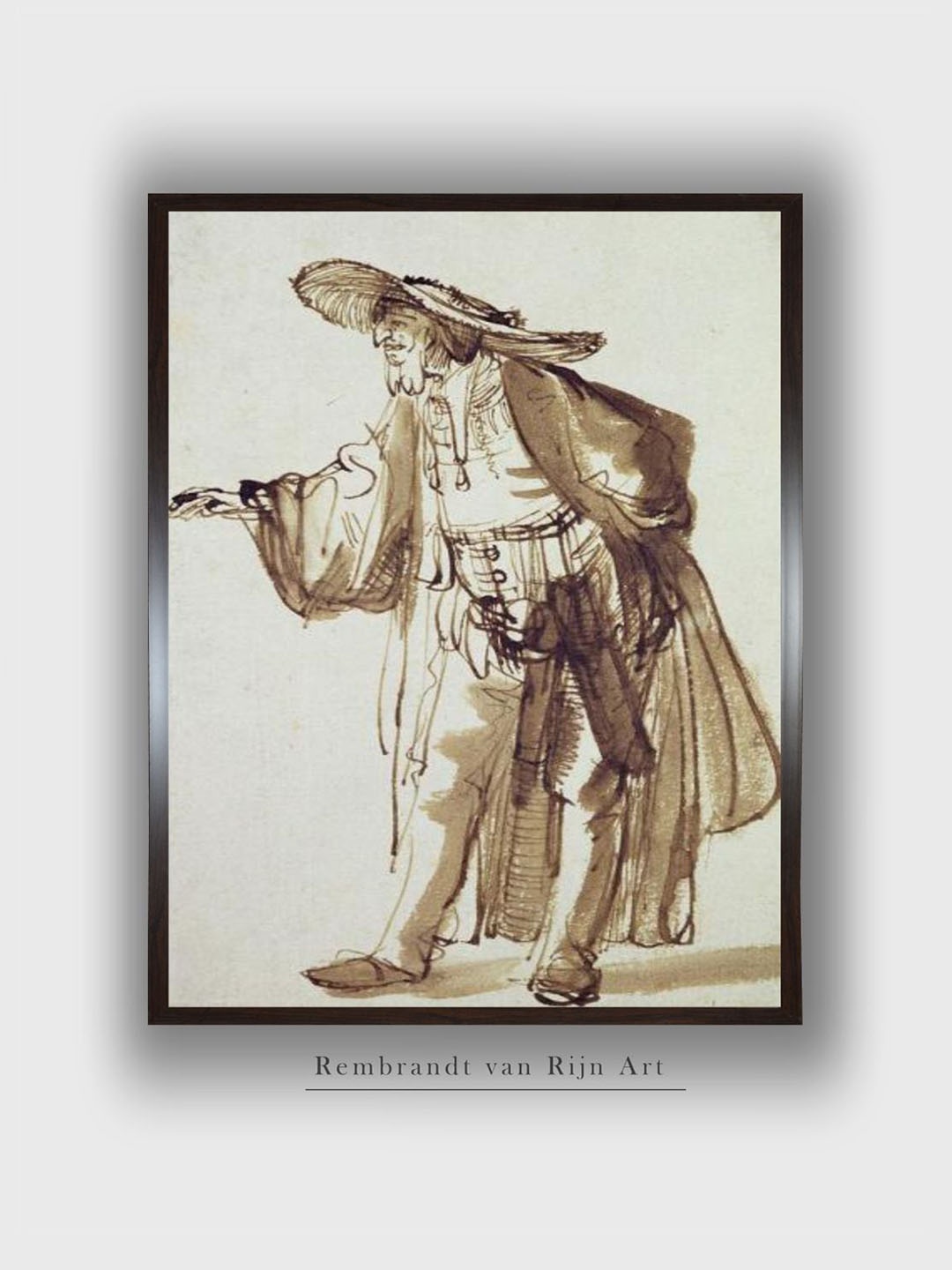 

The Art House White Actor with a Broad Rimmed Hat by Rembrandt Van Rijn Wall Painting