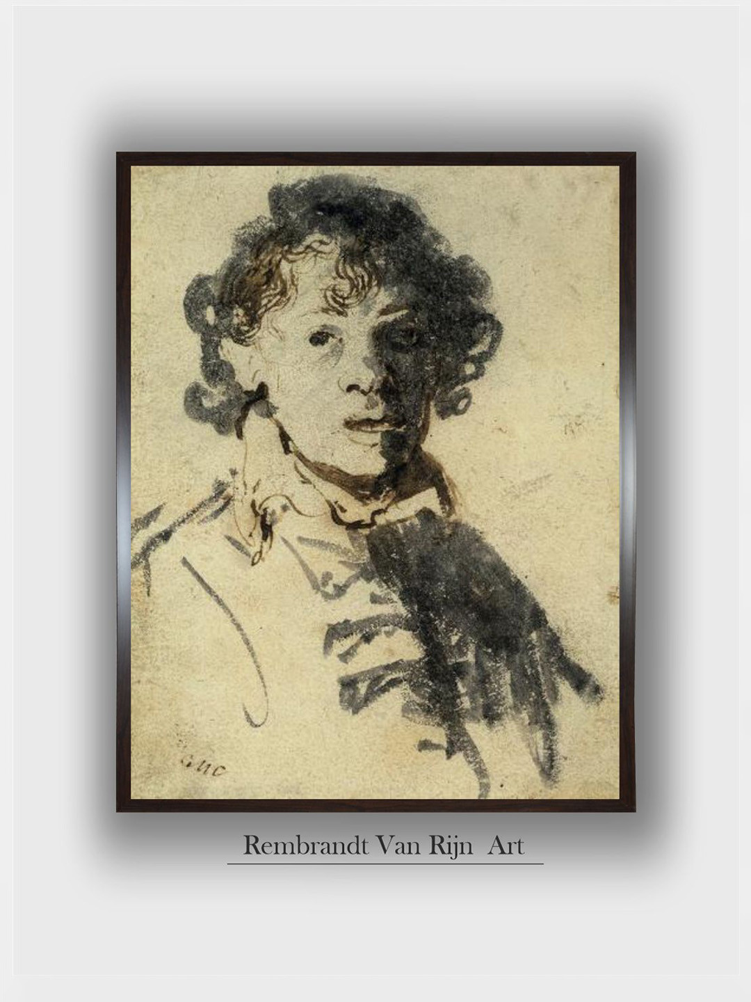 

The Art House Beige & Black Wooden Rembrandt Van Rijn Rectangular Painting Wall Art