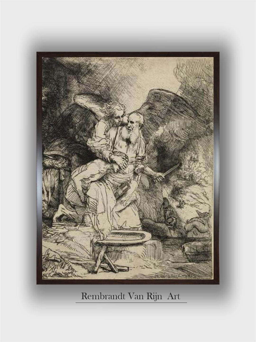 

The Art House Abraham's Sacrifice, 1655 by Rembrandt Van Rijn Wall Painting, Black